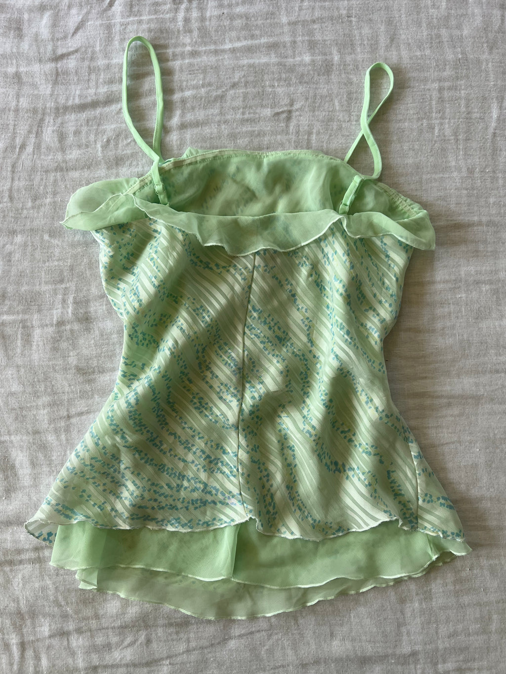 Y2K Mint Green Ruffled Cami Top