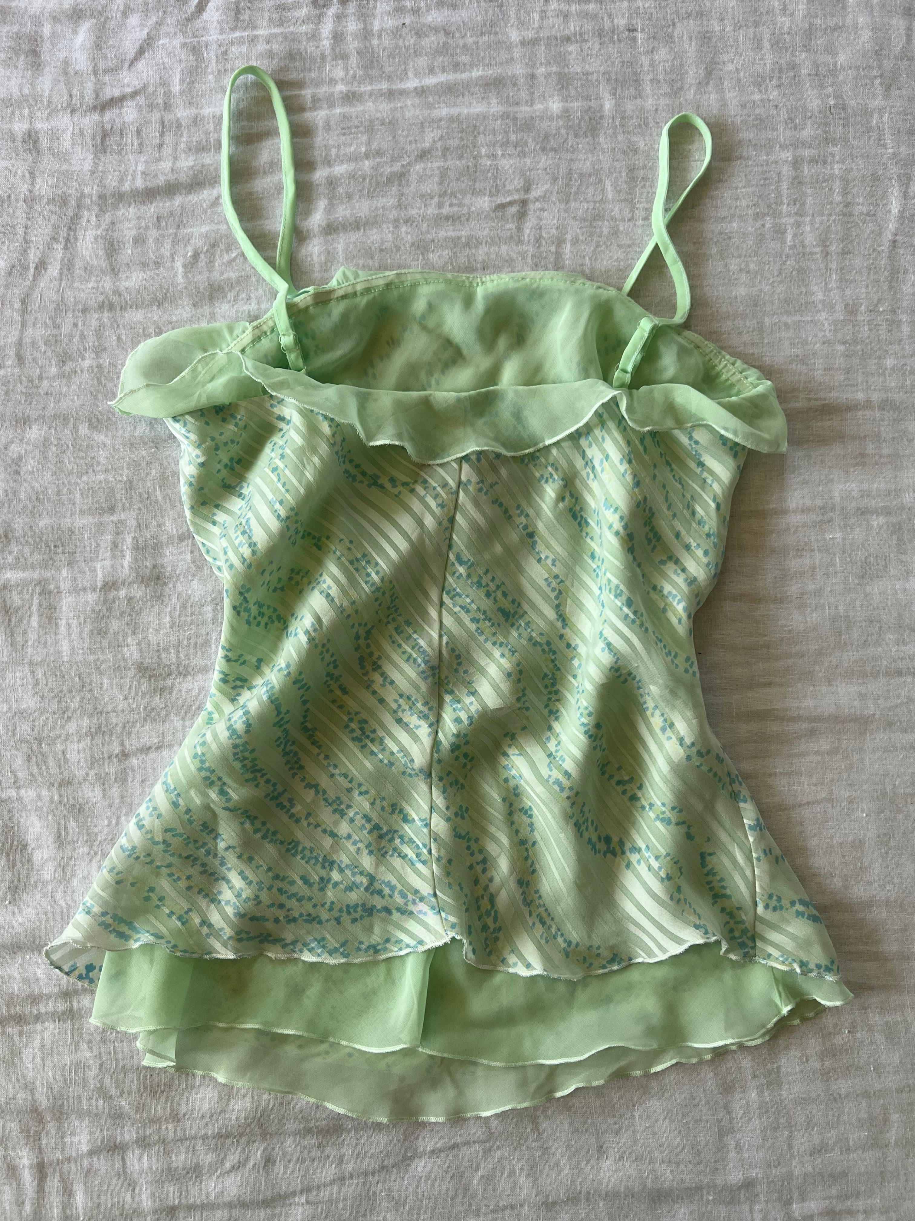 Y2K Mint Green Ruffled Cami Top