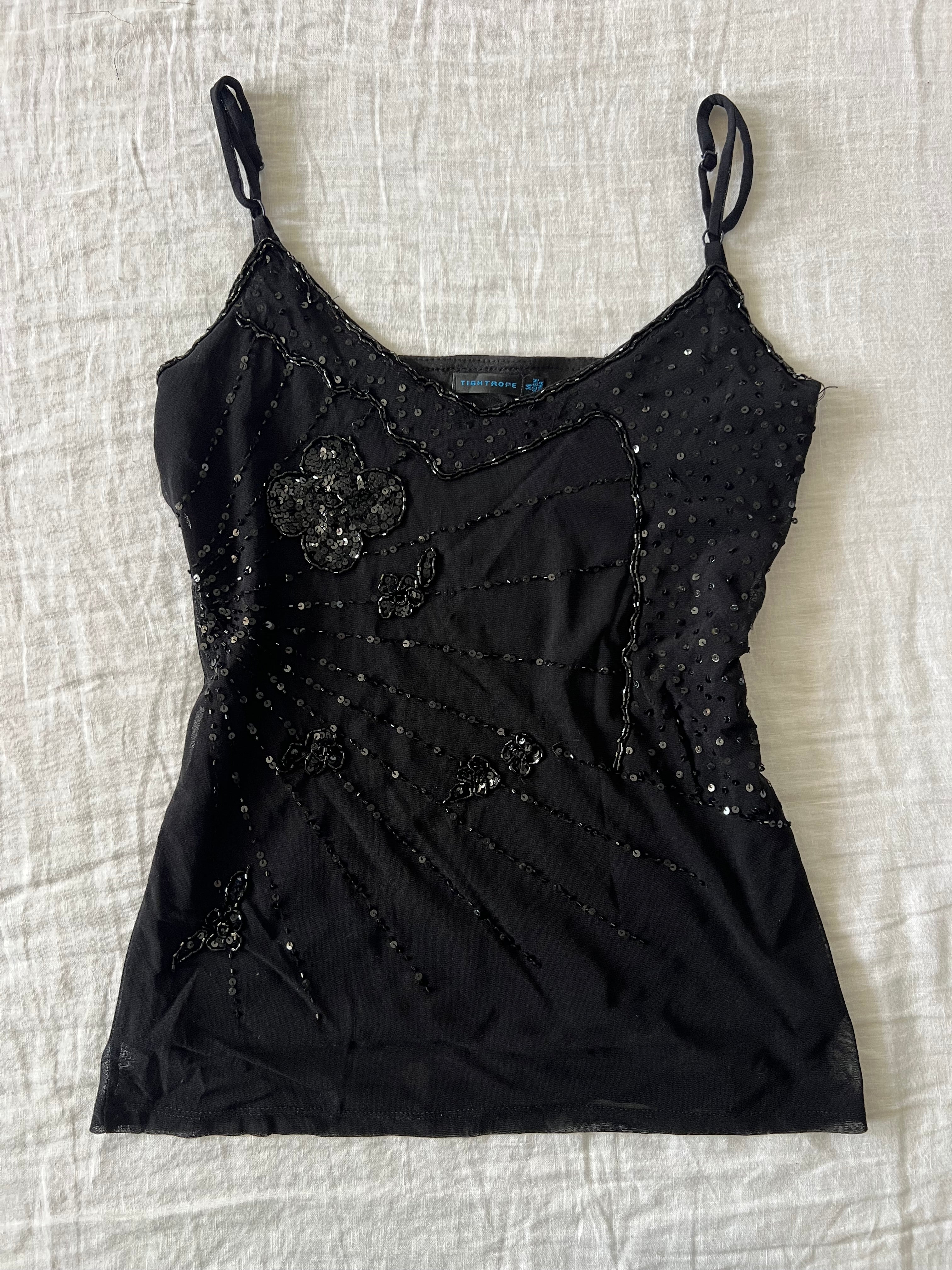 Black Beaded Cami Top