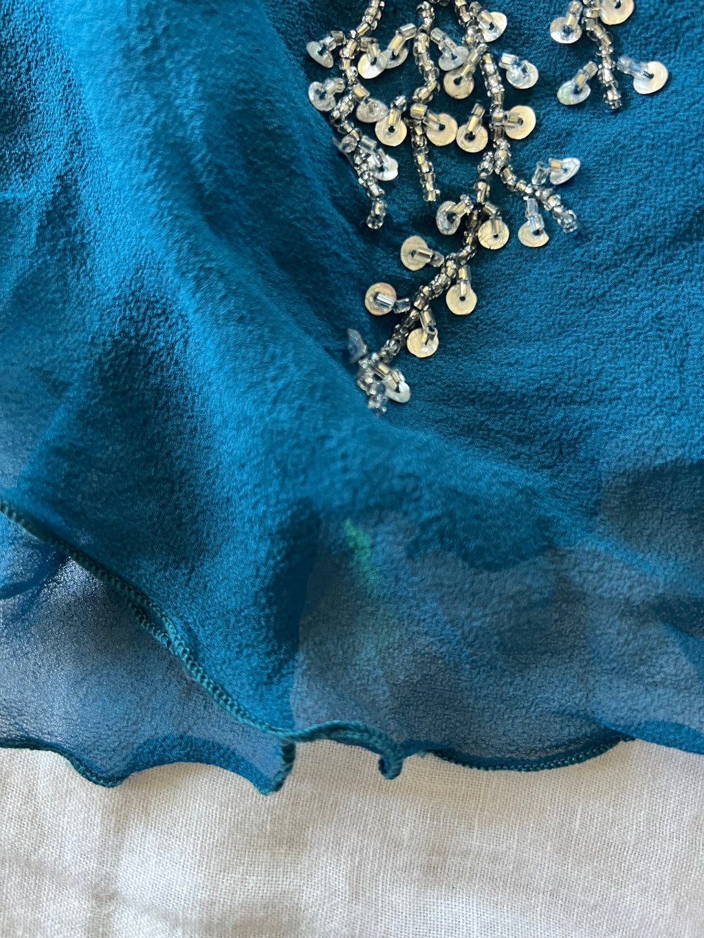 100% Silk Y2K Euro Beaded Ocean Waters Dress