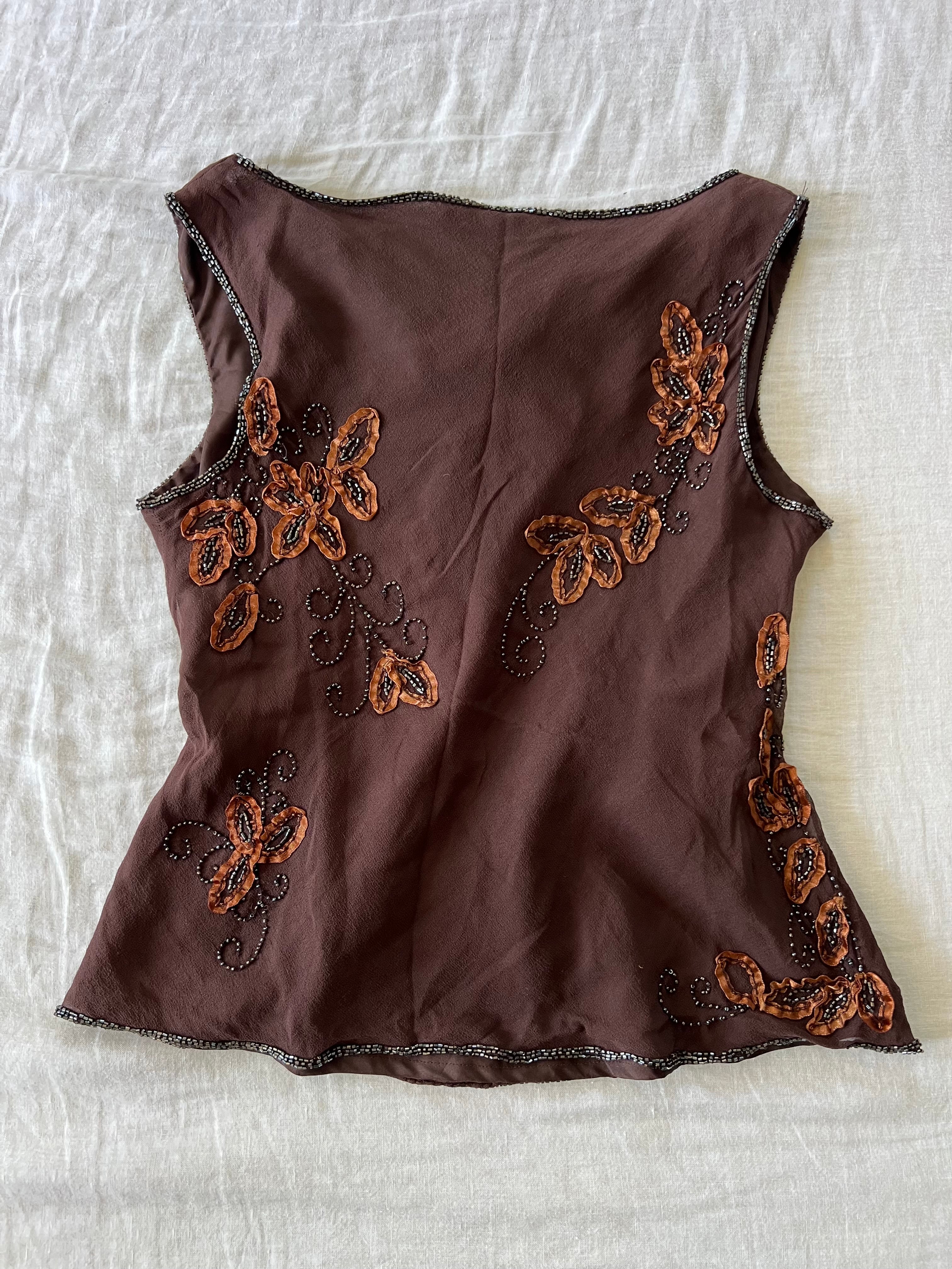 2pc 100% Silk Brown Fairy Beaded Set