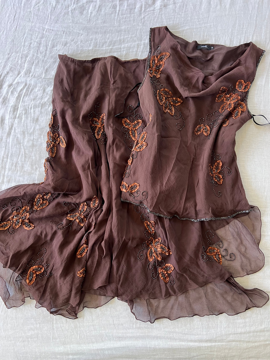 2pc 100% Silk Brown Fairy Beaded Set