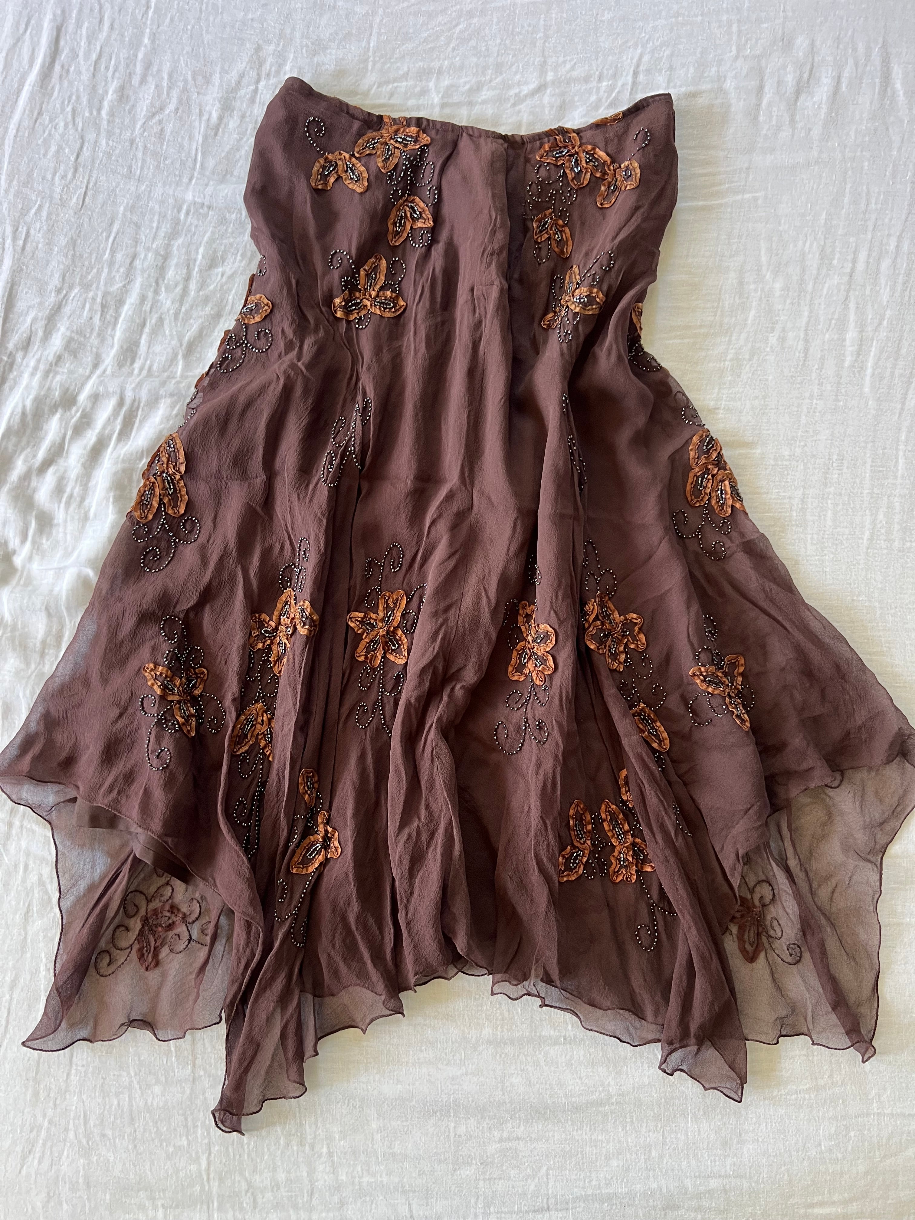 2pc 100% Silk Brown Fairy Beaded Set