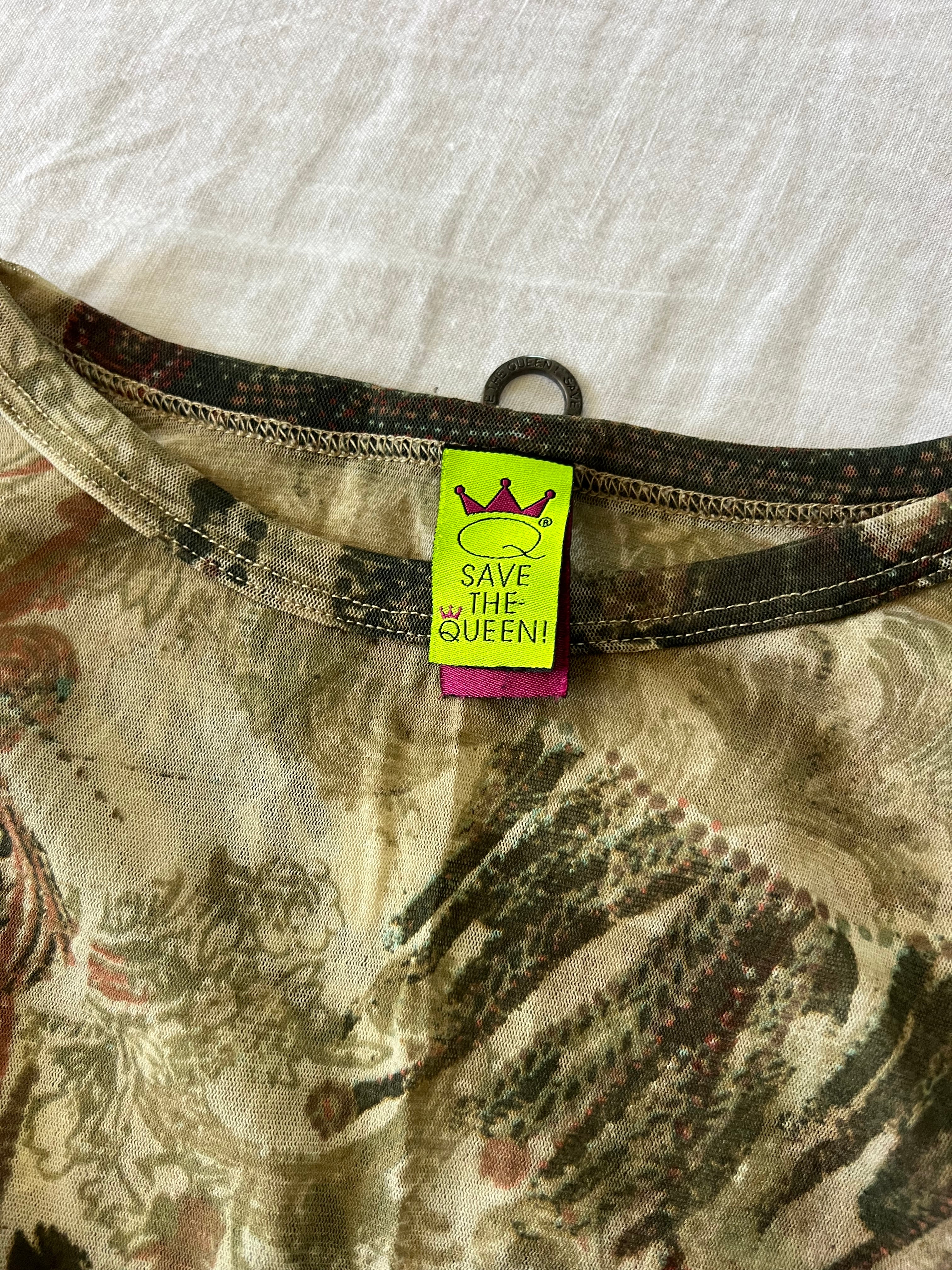 Y2K RARE Save The Queen Mesh Long-sleeve