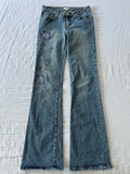Y2K Euro Low Rise Flared Beaded Floral Jeans