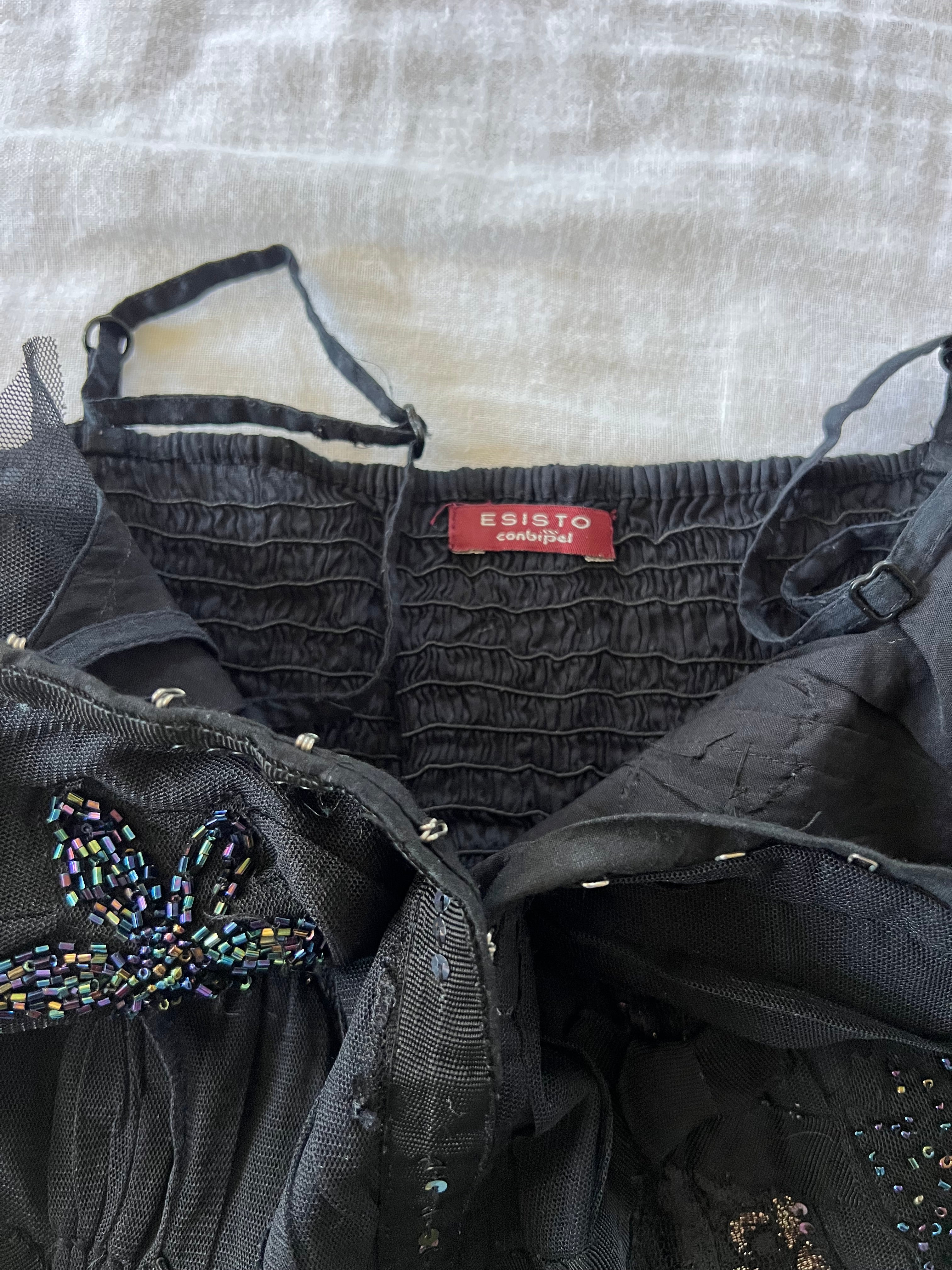 Y2K French Corset Ruffled Beaded Top