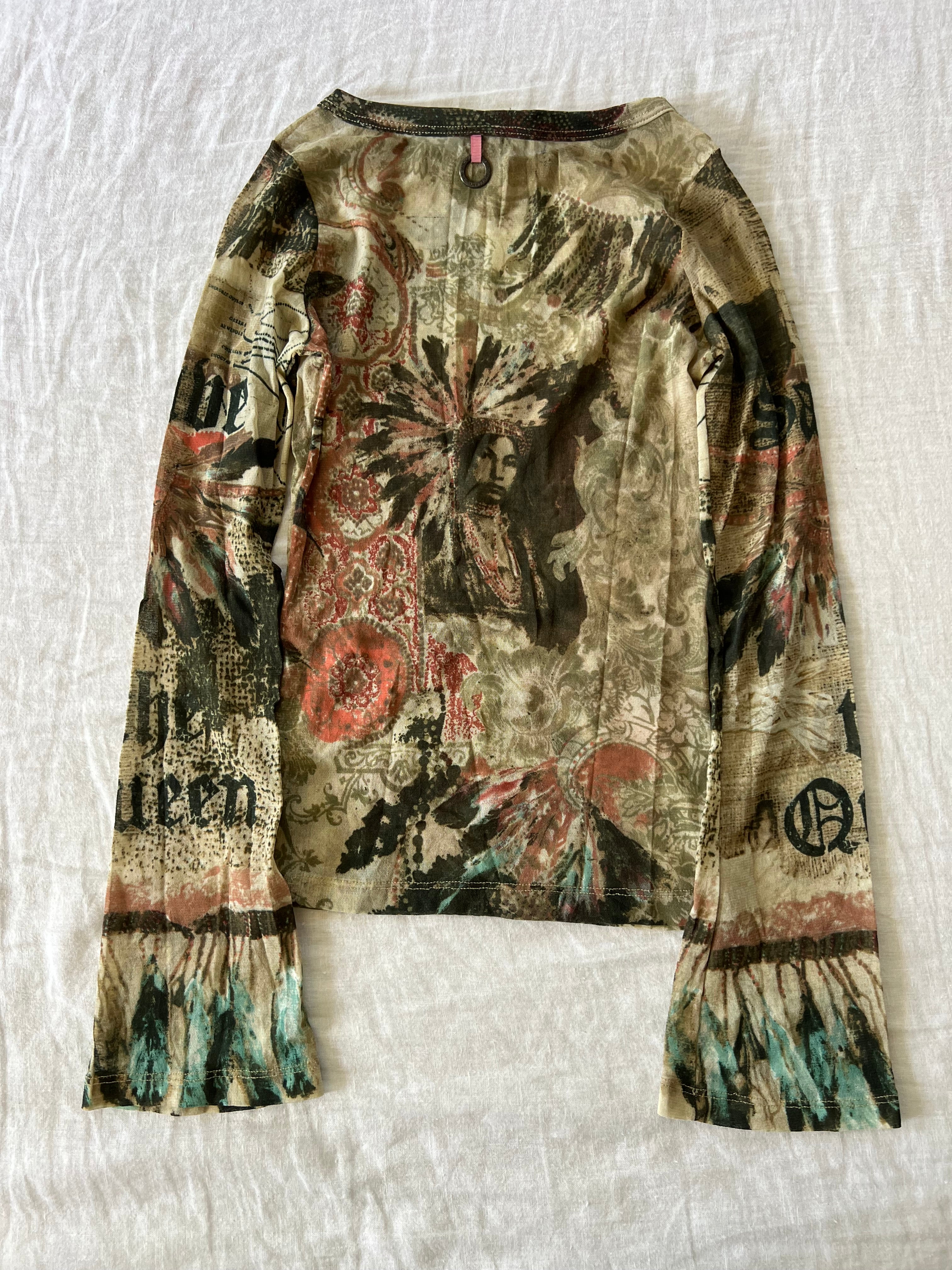 Y2K RARE Save The Queen Mesh Long-sleeve