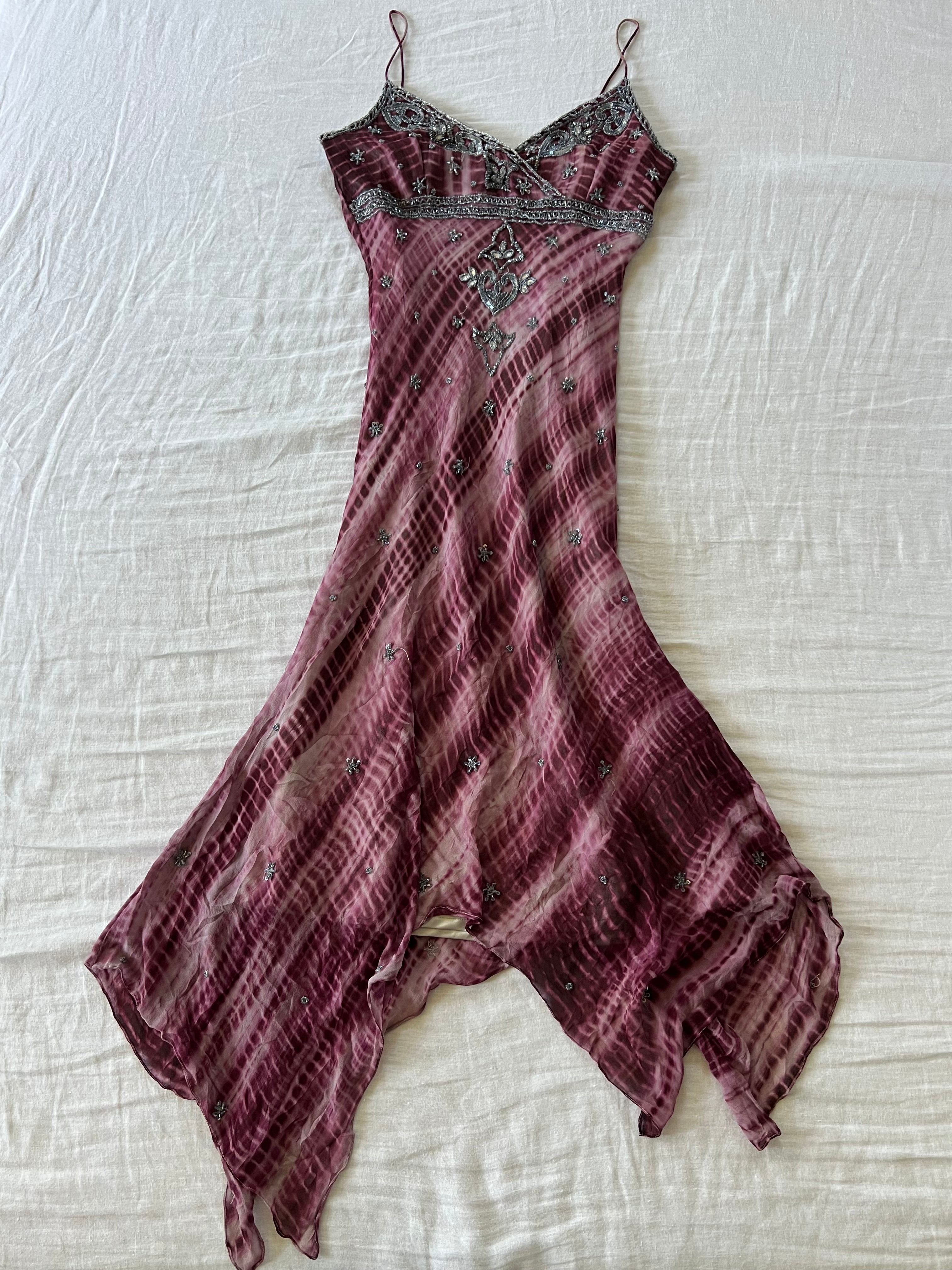 100% Silk Y2K RARE Euro Purple Fairy Dress