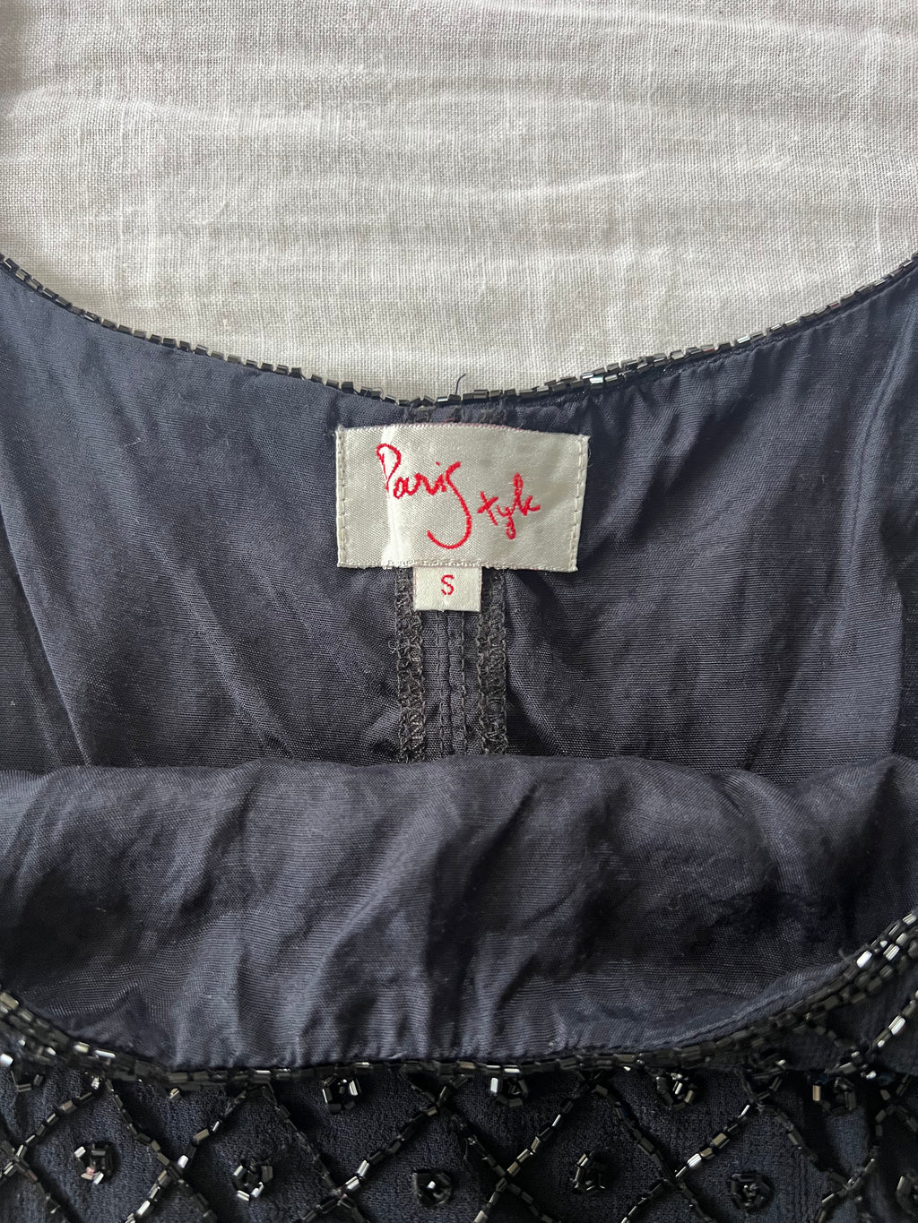Black Silk Beaded Top