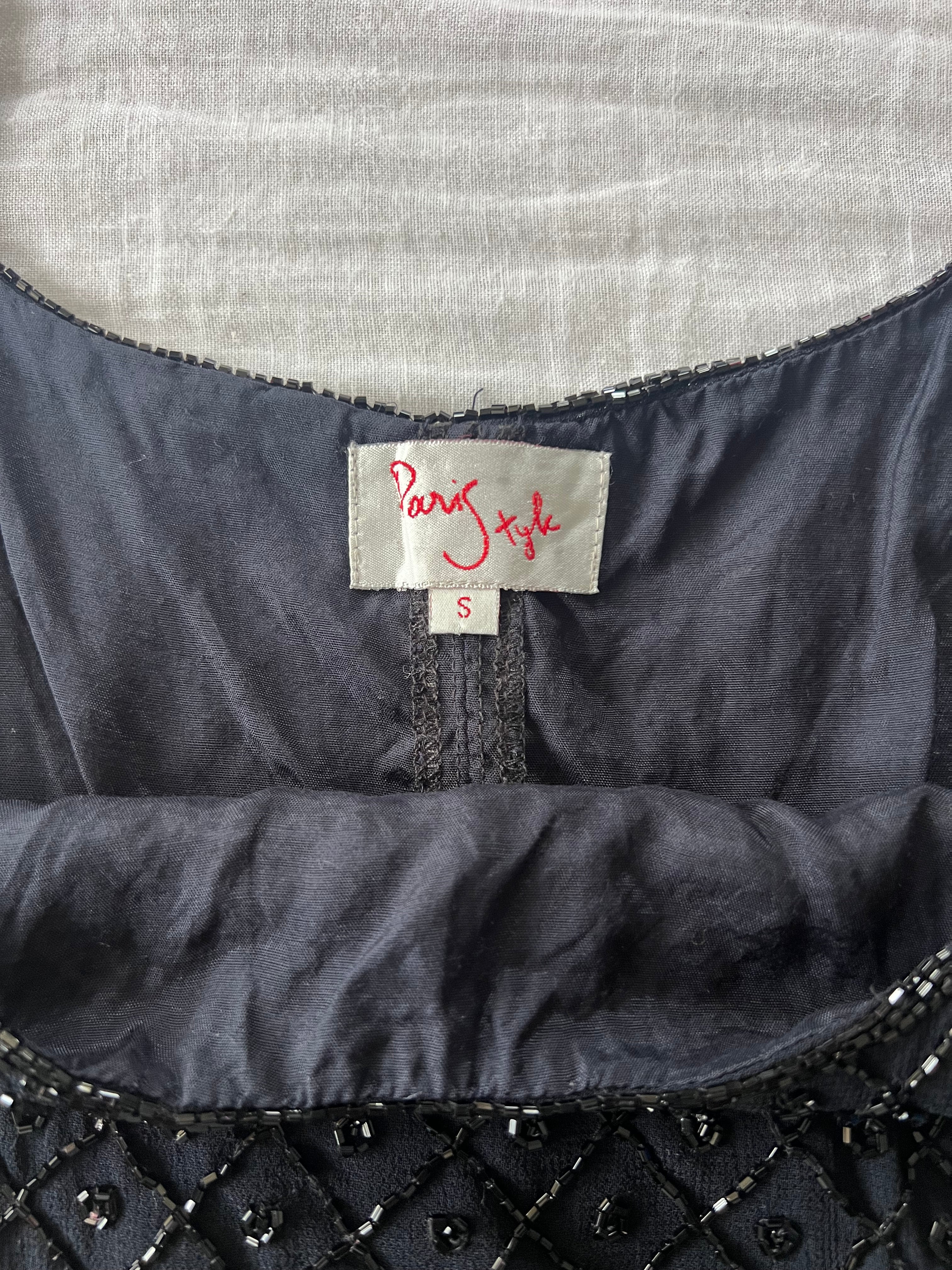 Black Silk Beaded Top