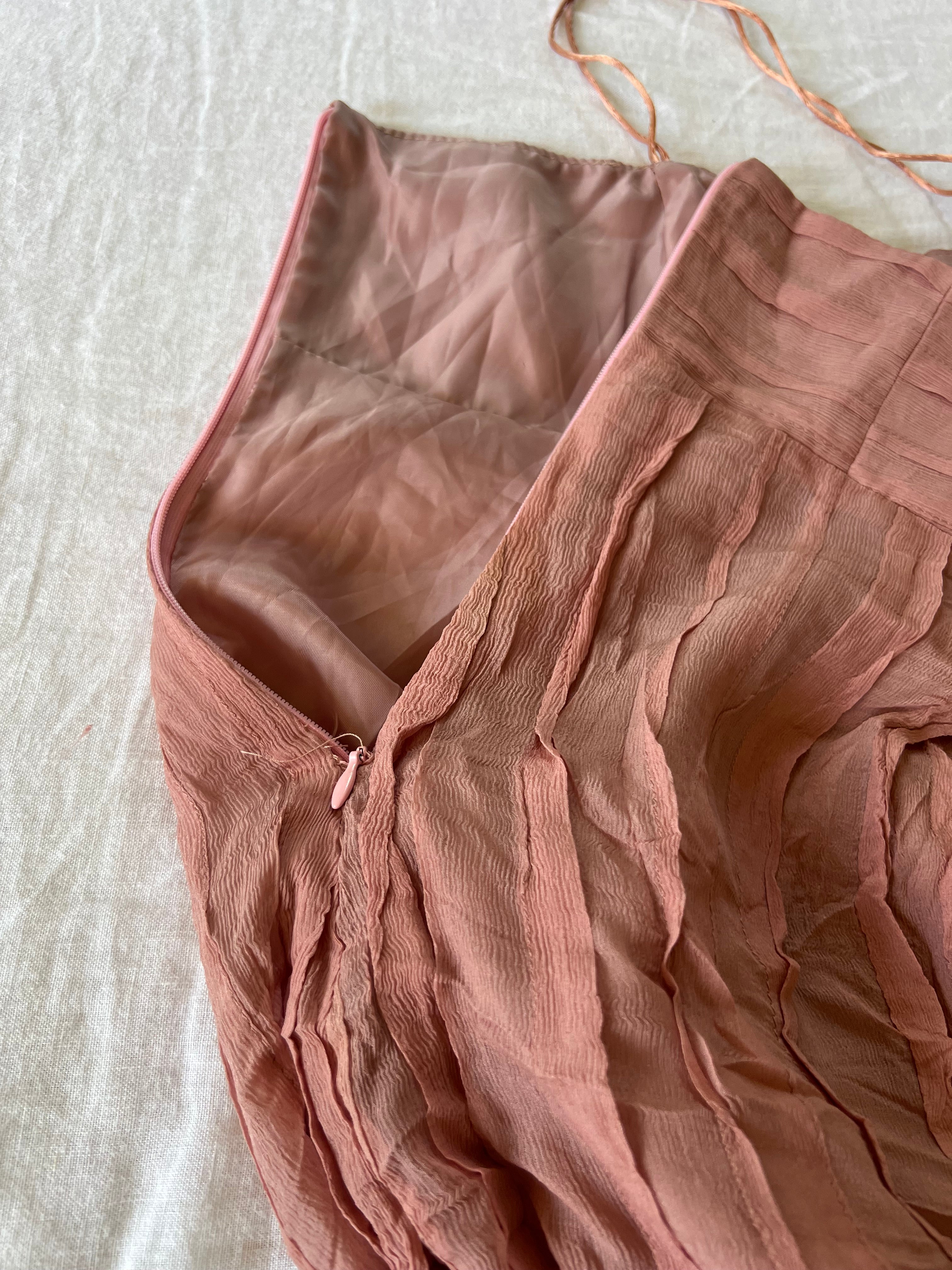 100% Silk Euro Blush Pink Beaded Fairy Dress