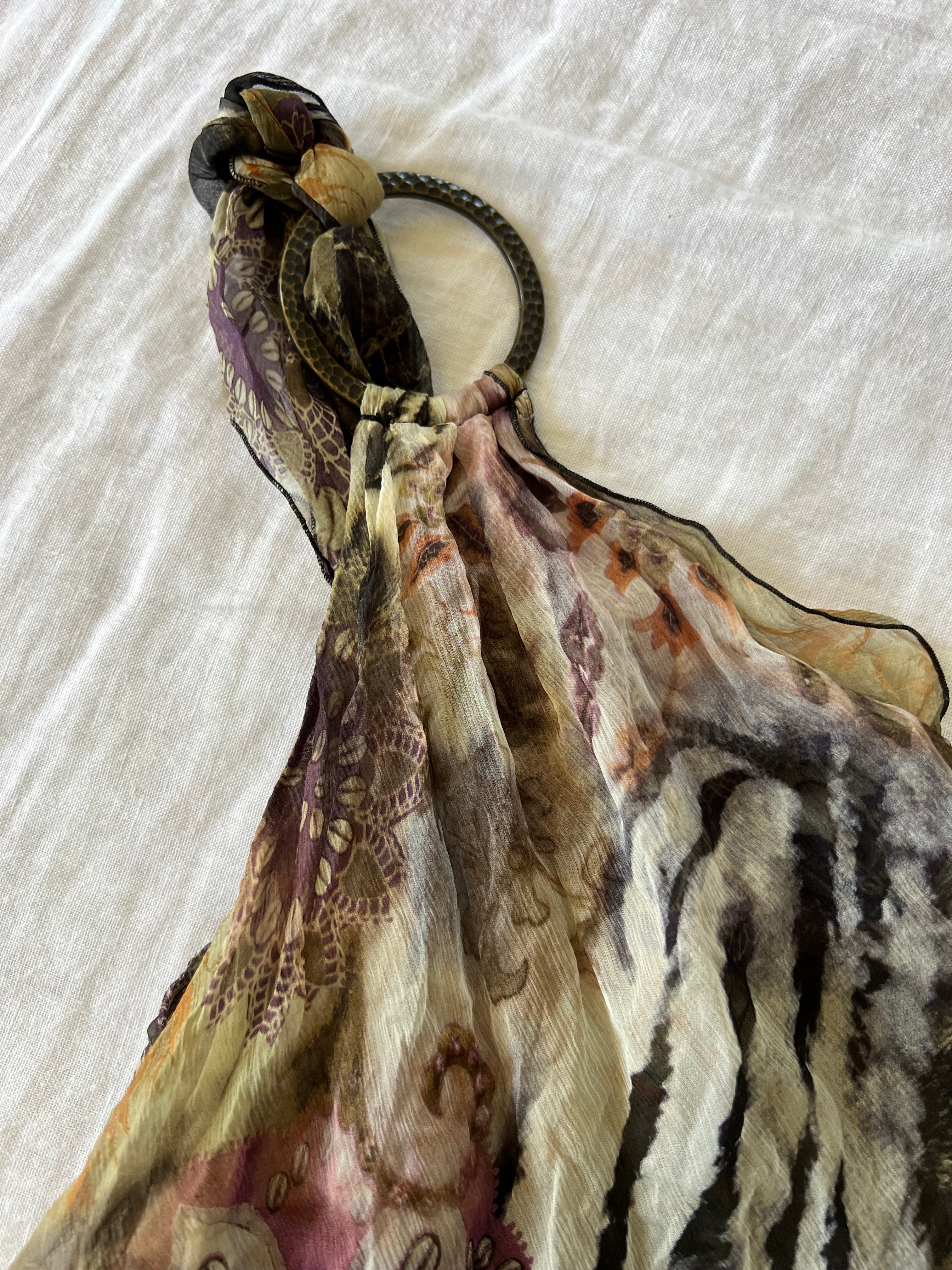Y2K RARE Italian 100% Silk Animal Print Top