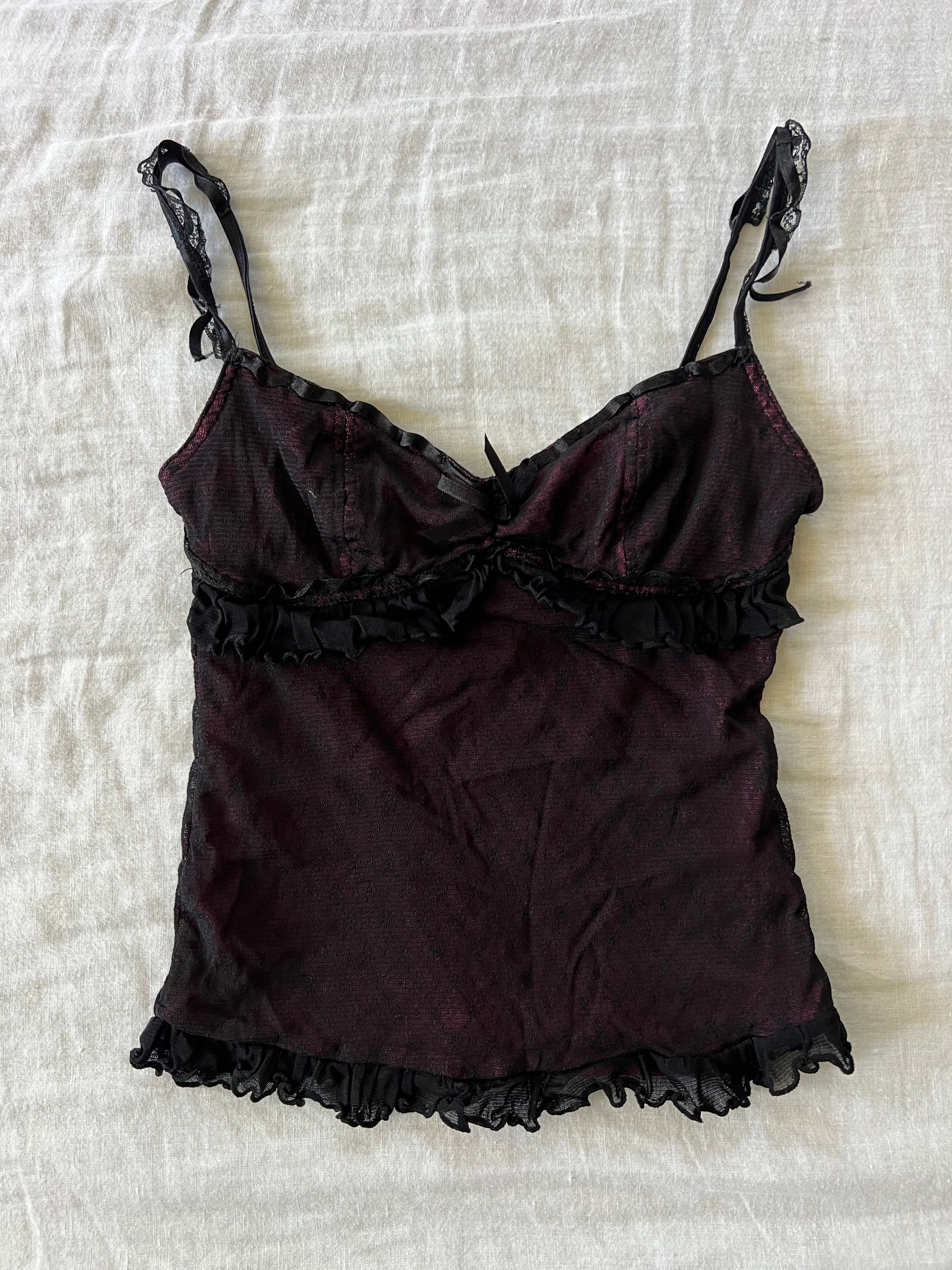 Y2K Euro Dainty Ruffled Mesh Cami