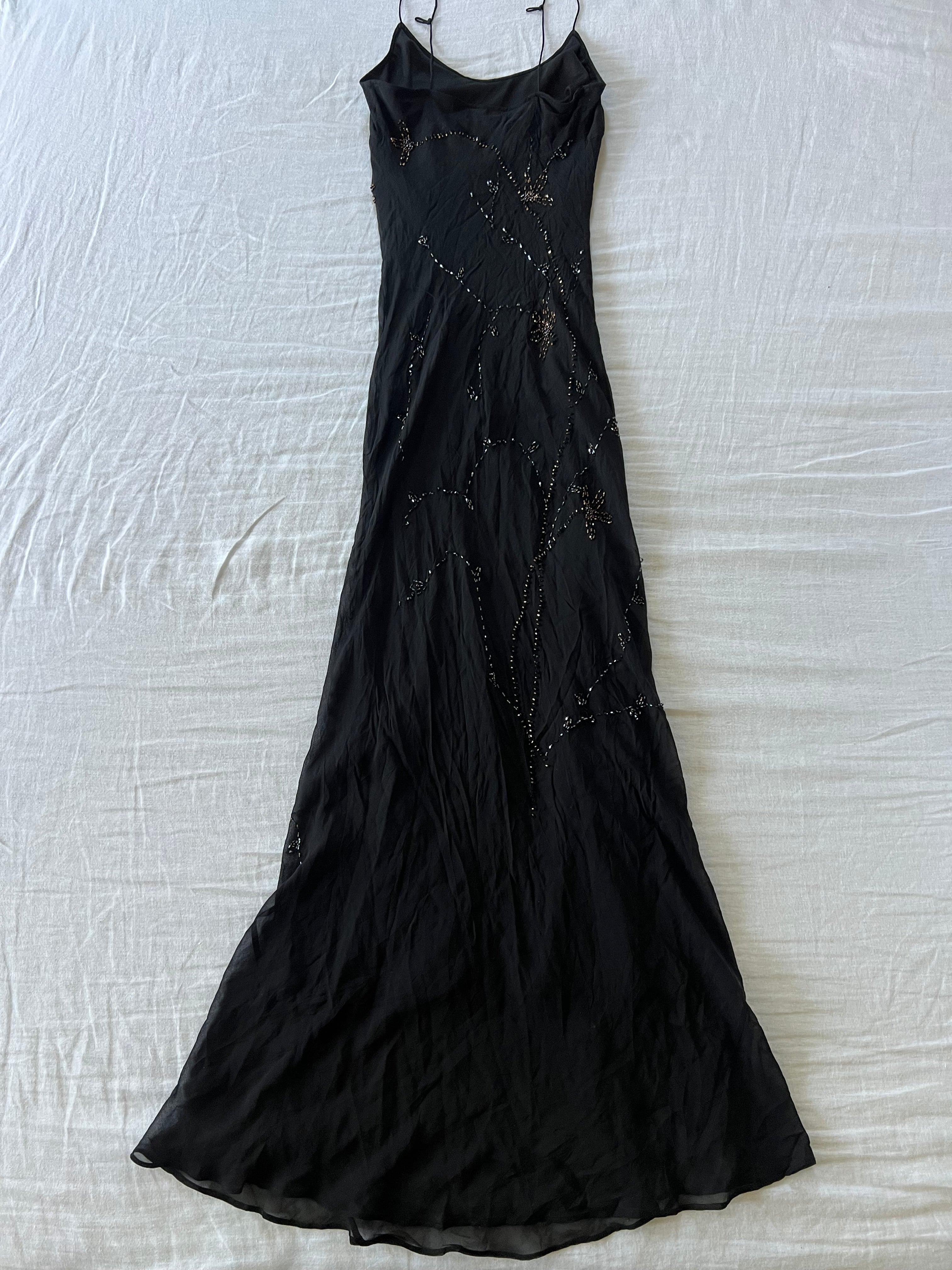 100% Silk Y2K Euro Beaded Maxi Dress