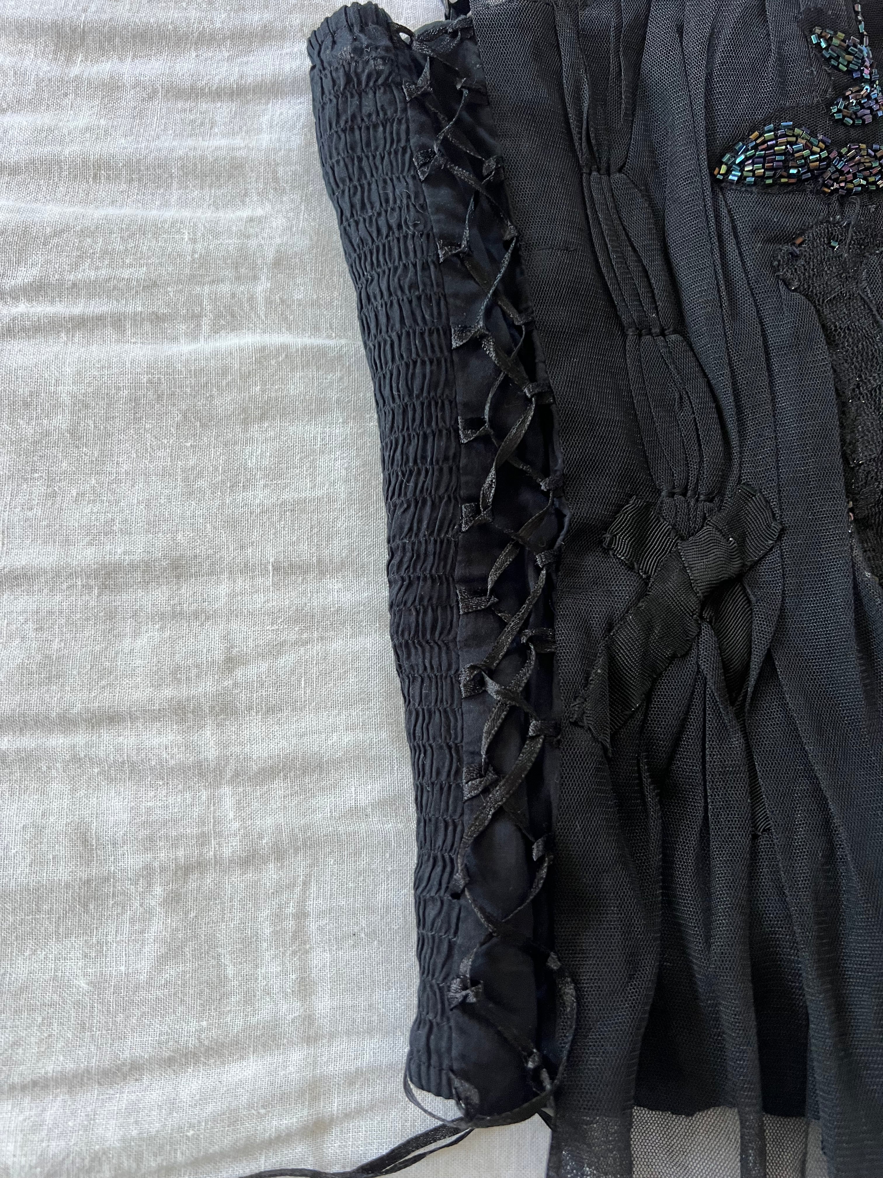Y2K French Corset Ruffled Beaded Top