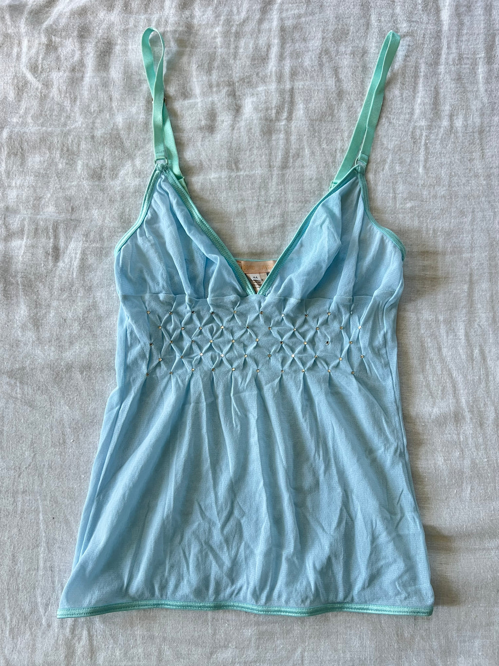 Y2K Roberto Cavalli Mesh Crystal Blue Cami