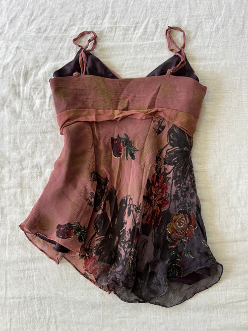 100% Silk Euro Floral Blush Cami Top
