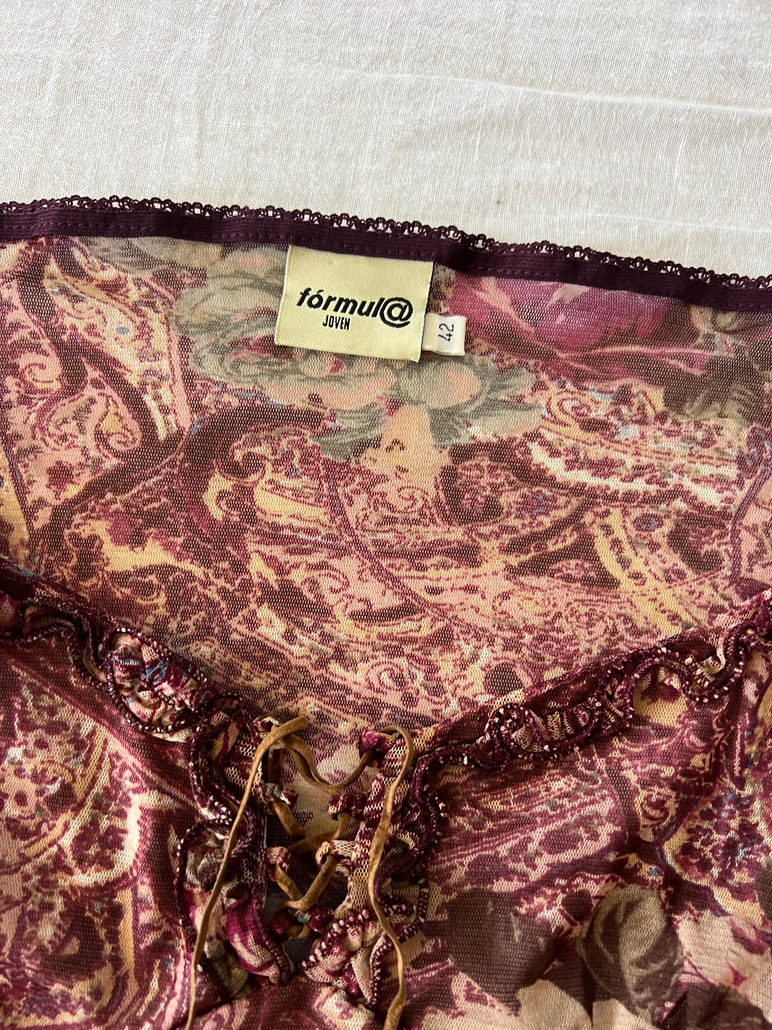 Y2K Euro Mesh Floral Lace Up Longsleeve