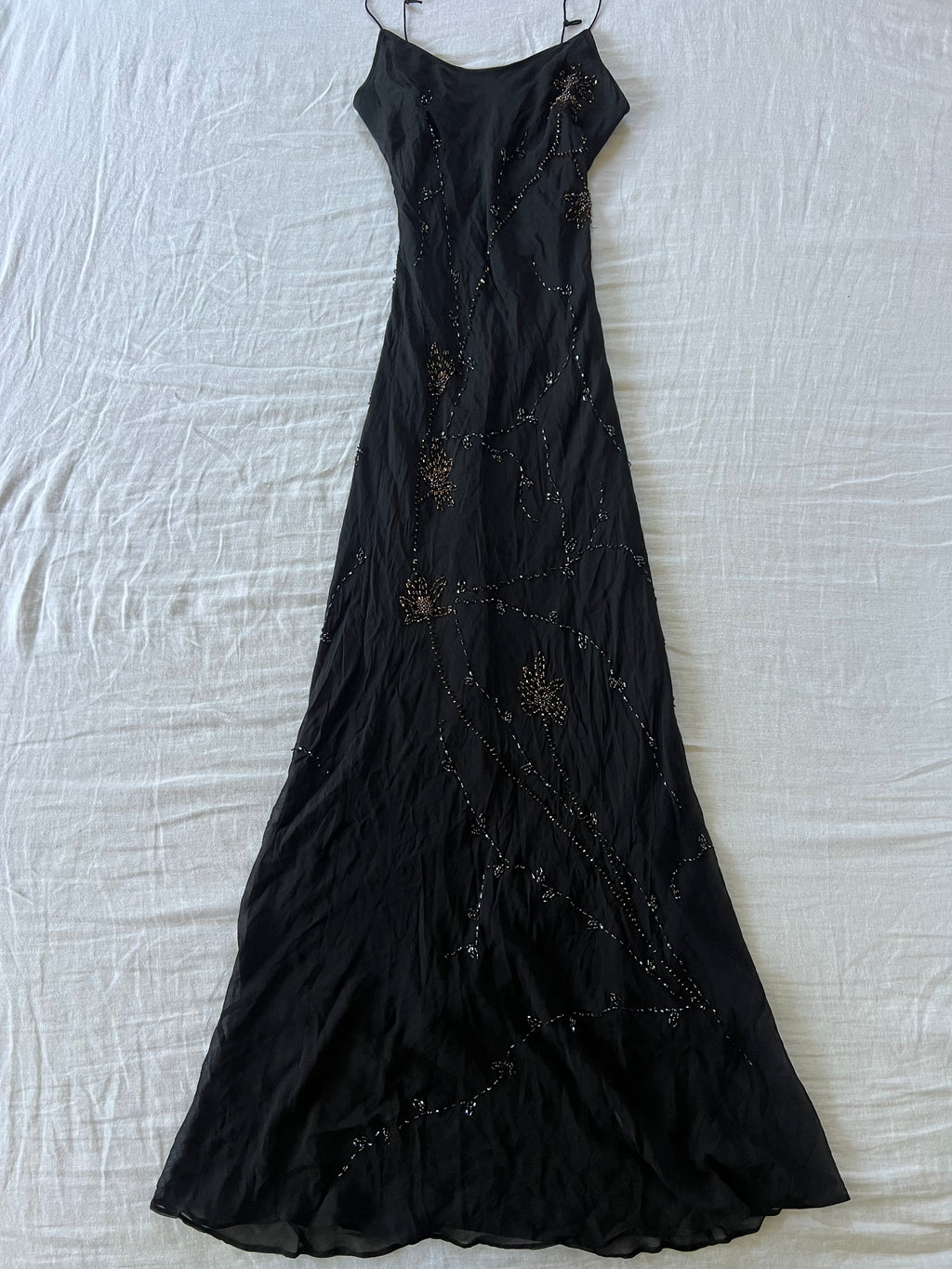 100% Silk Y2K Euro Beaded Maxi Dress