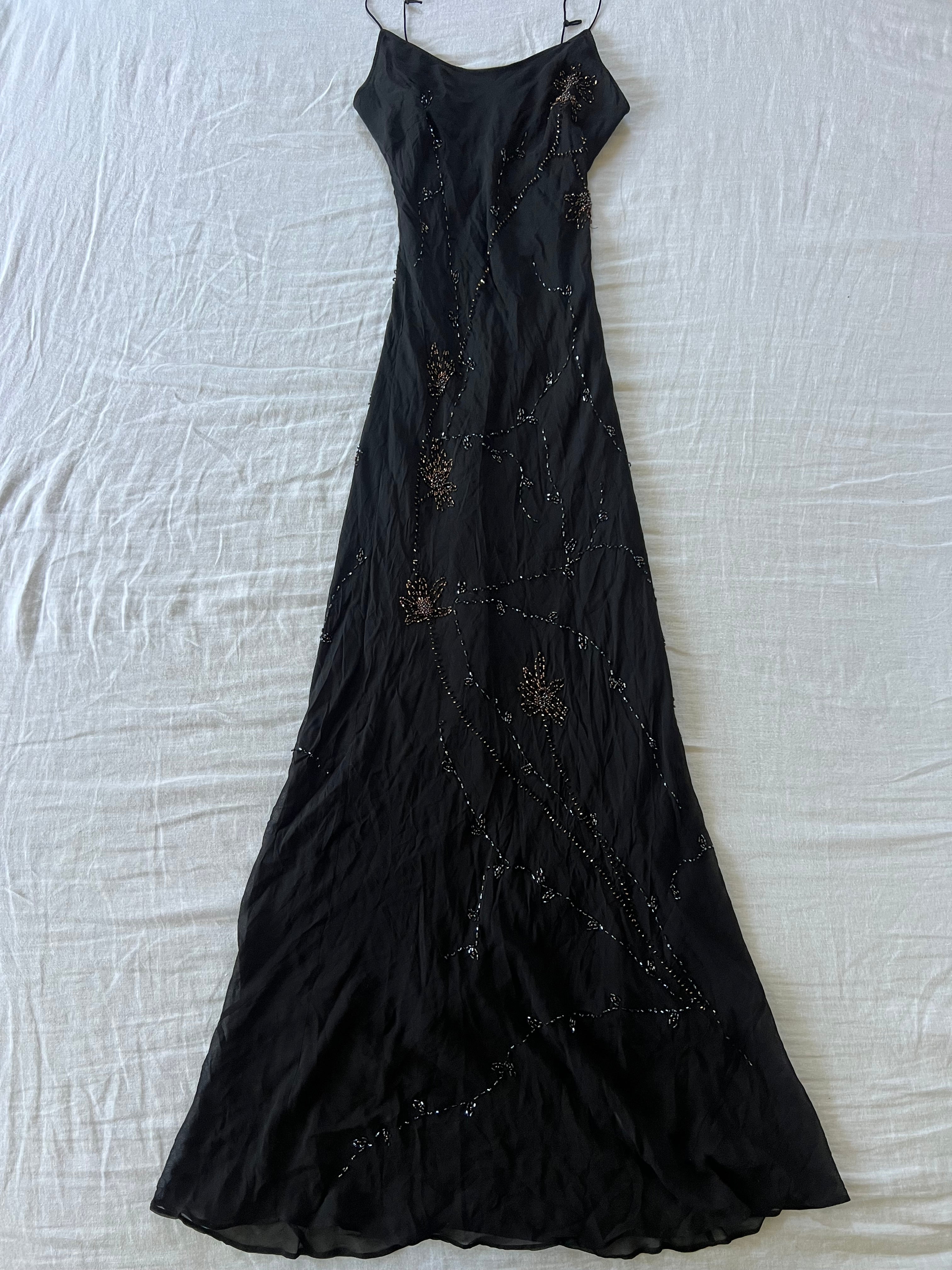 100% Silk Y2K Euro Beaded Maxi Dress