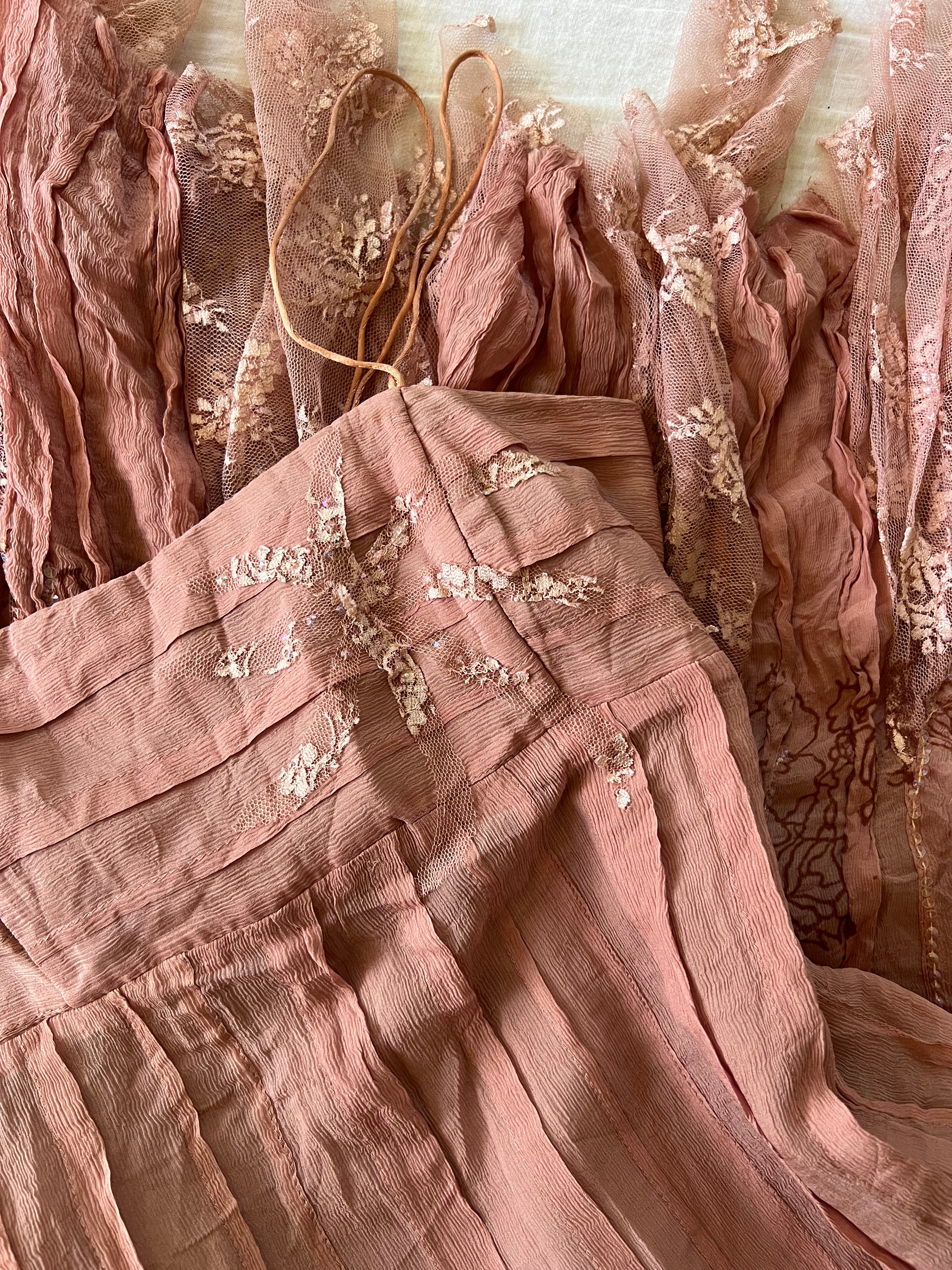 100% Silk Euro Blush Pink Beaded Fairy Dress – designertheft