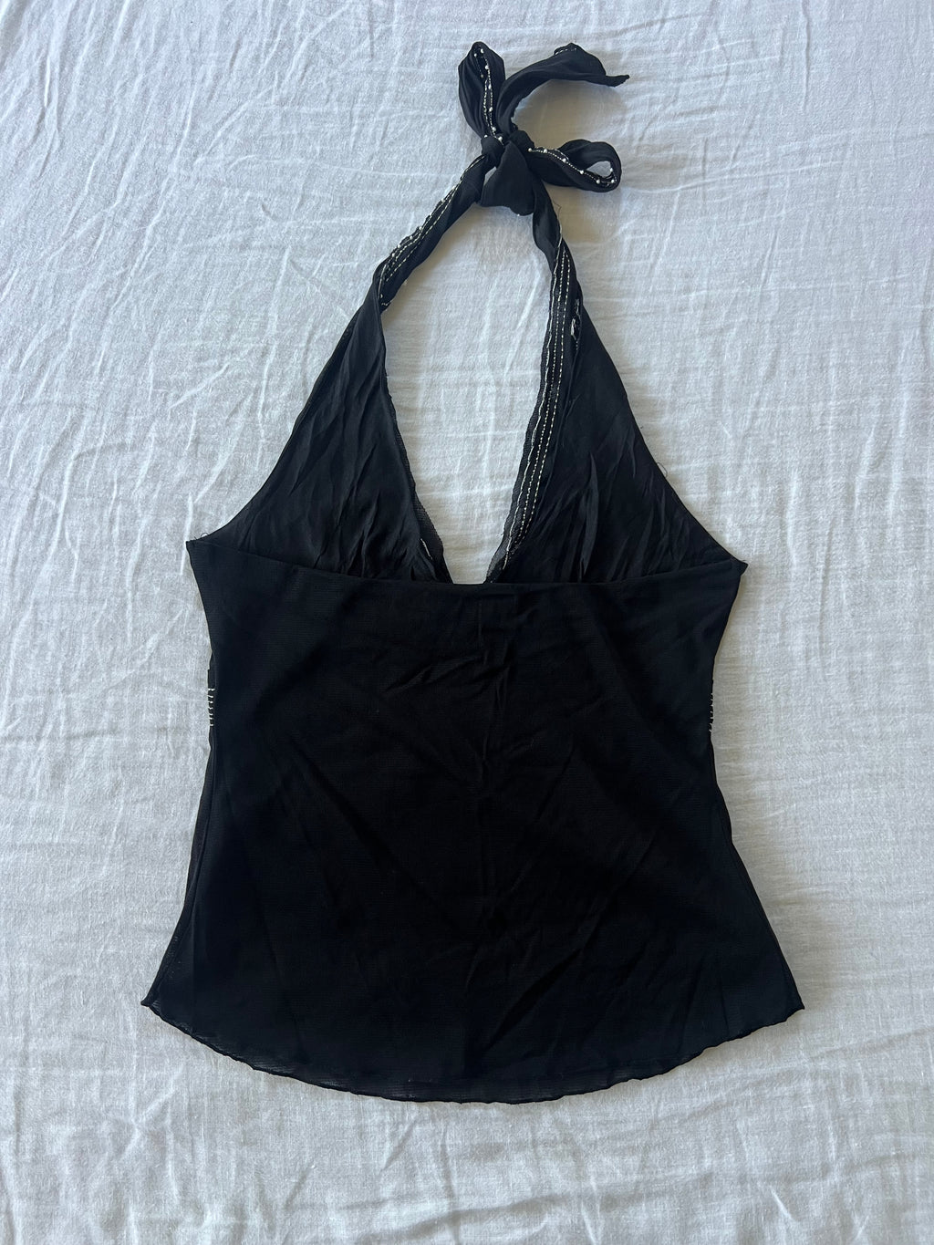 Y2K Beaded Rose Halter Top