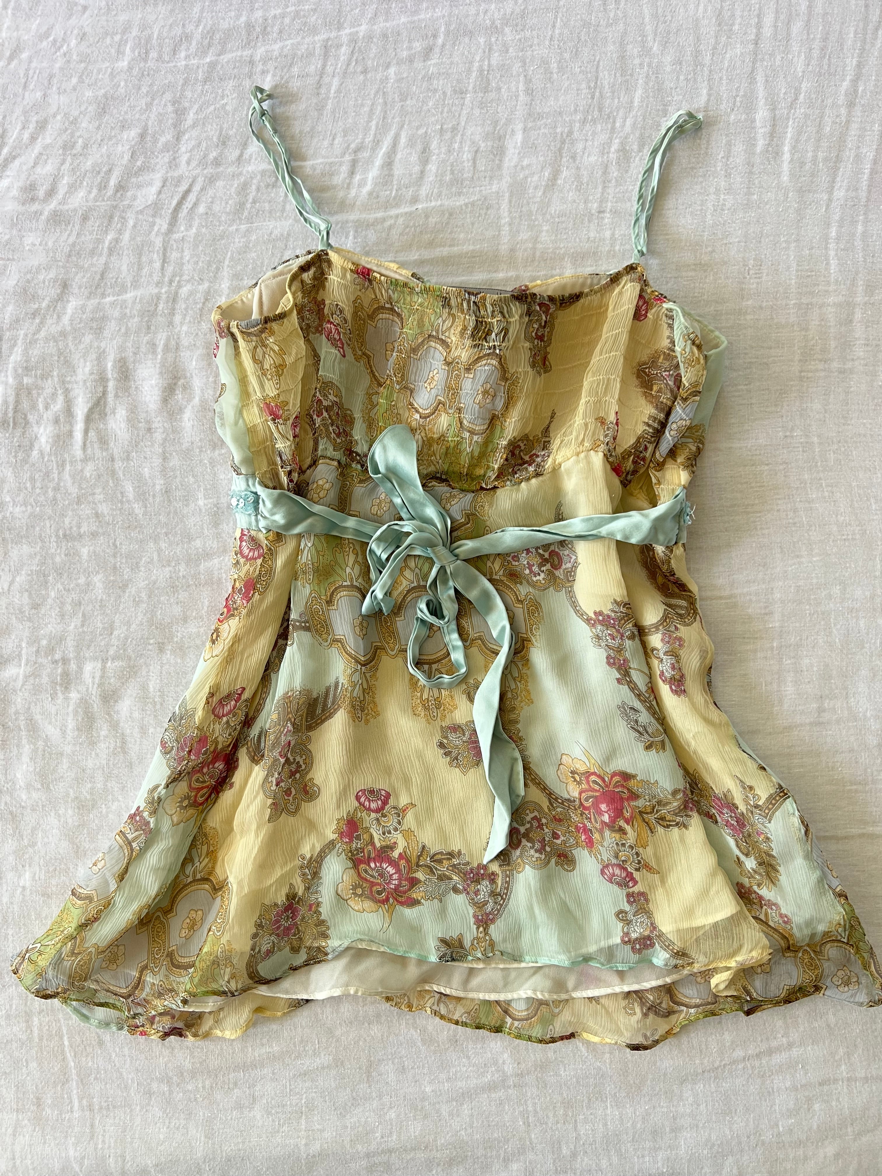 100% Silk Y2K Fairy Beaded Cami