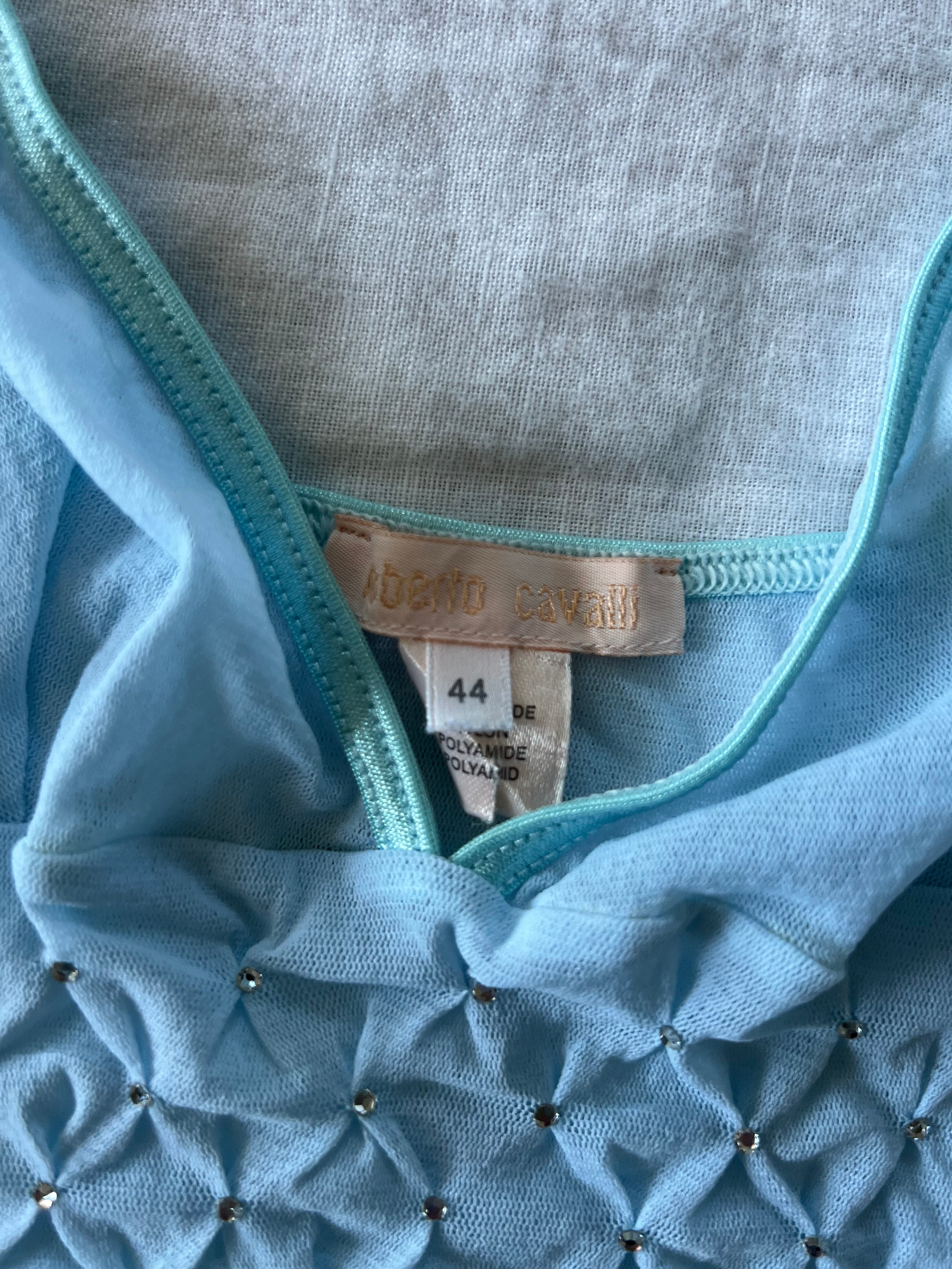 Y2K Roberto Cavalli Mesh Crystal Blue Cami