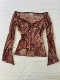 Y2K Euro Mesh Floral Lace Up Longsleeve