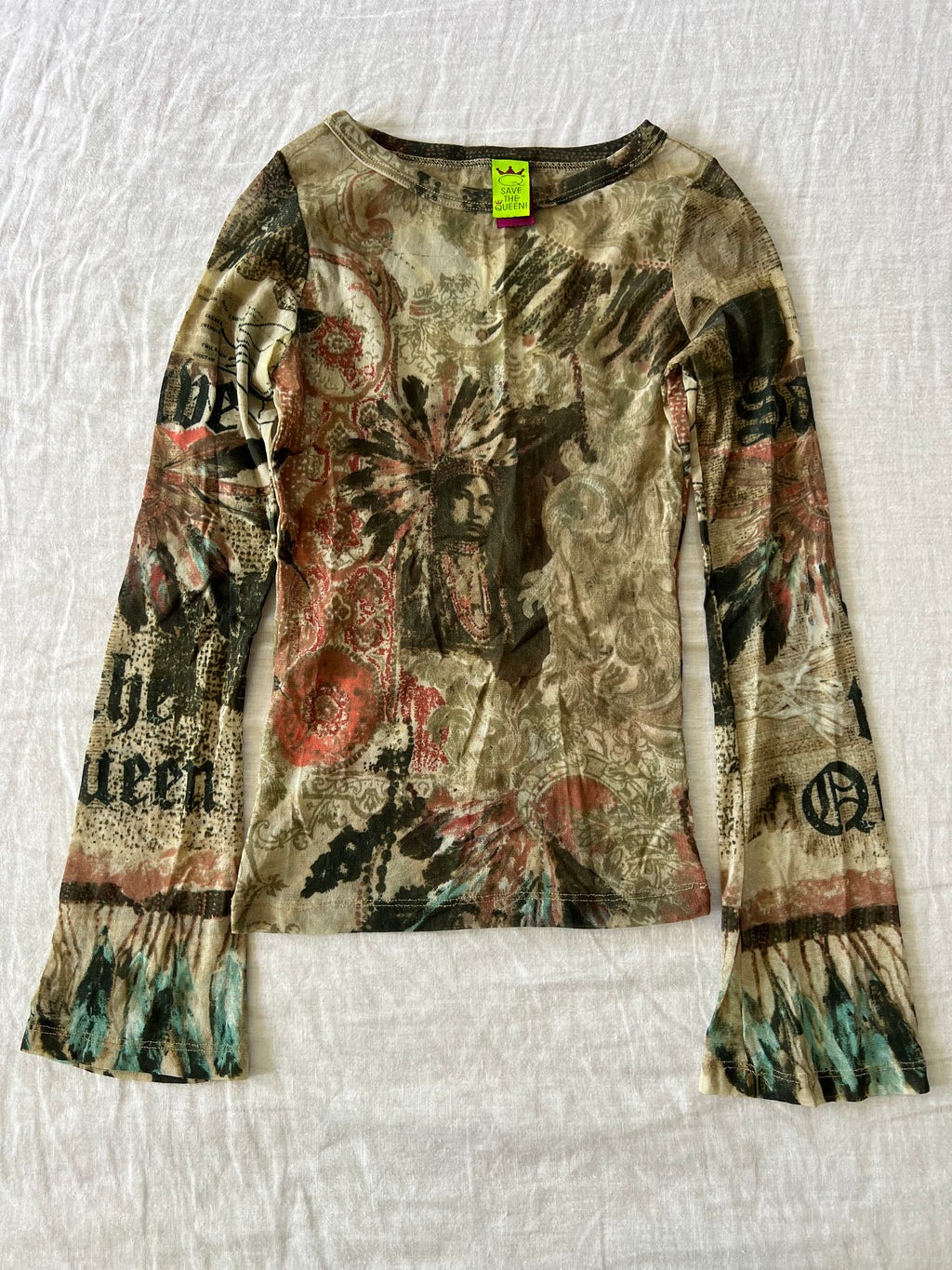 Y2K RARE Save The Queen Mesh Long-sleeve