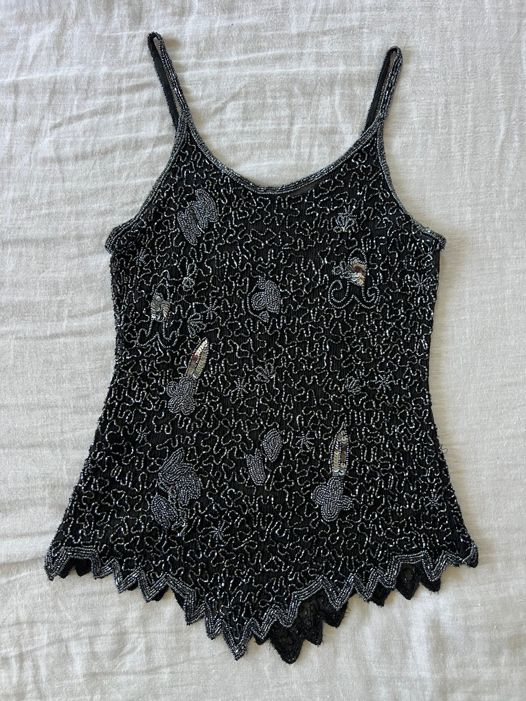 Y2K Black Beaded Sheer Cami
