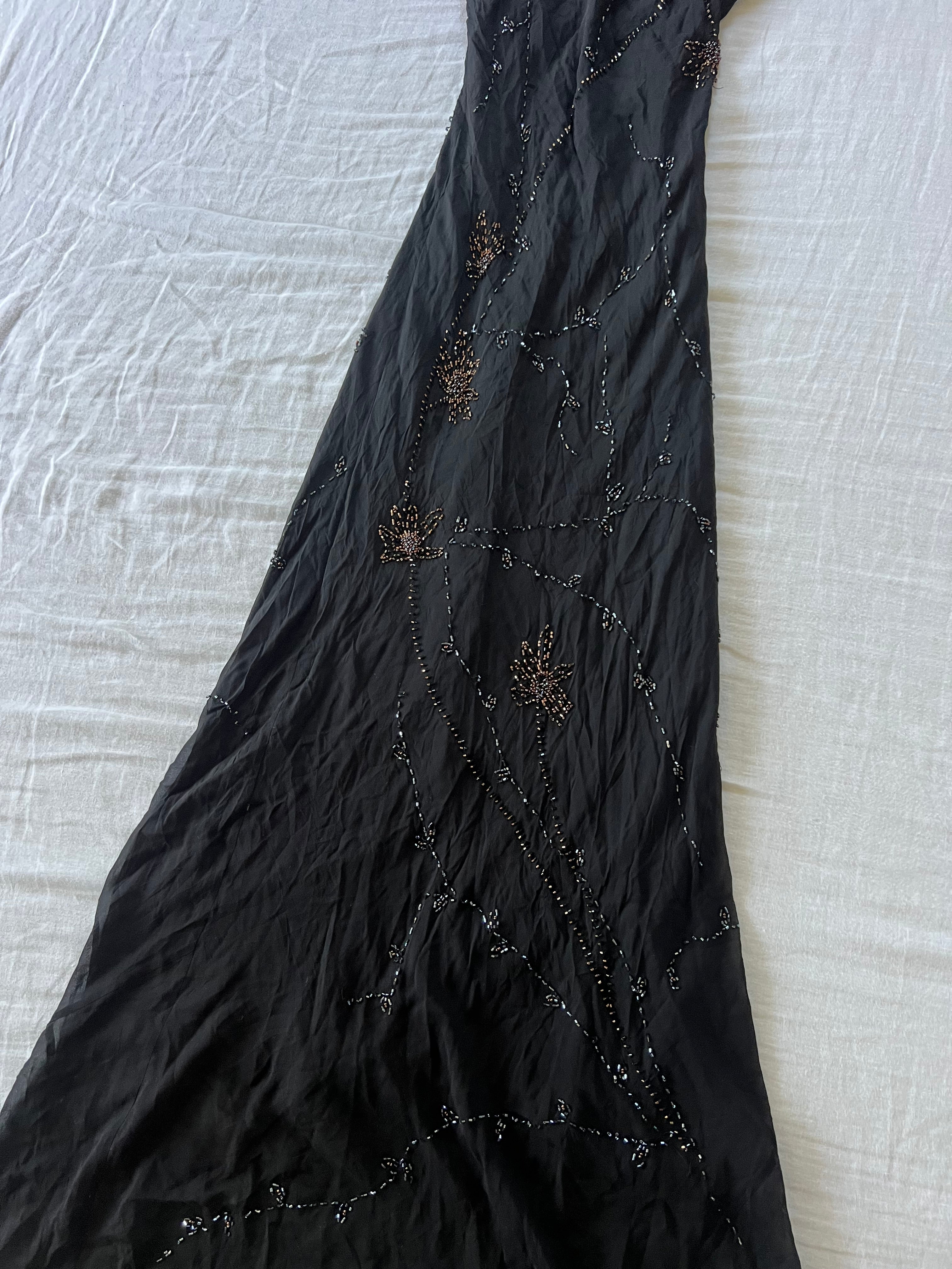 100% Silk Y2K Euro Beaded Maxi Dress
