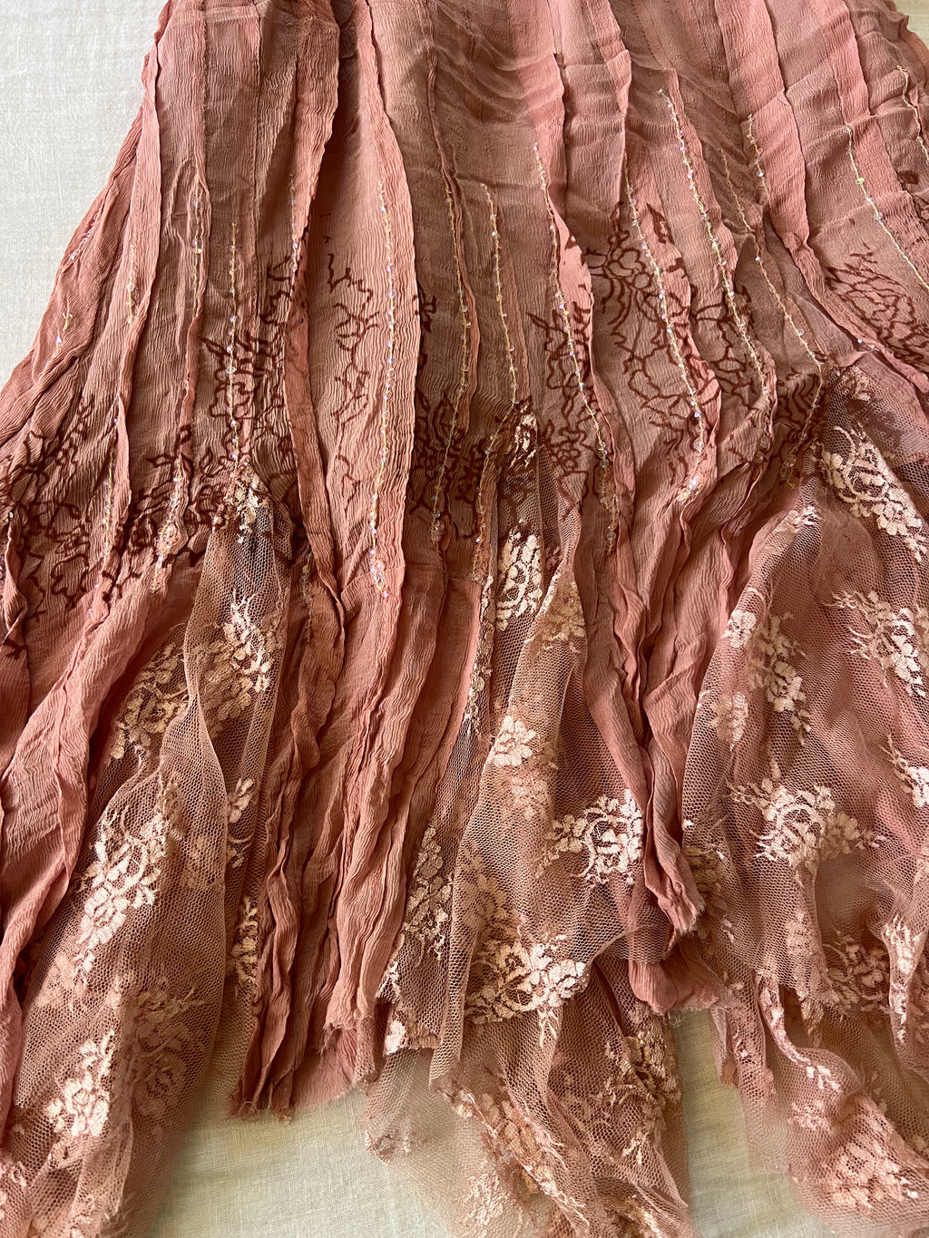 100% Silk Euro Blush Pink Beaded Fairy Dress