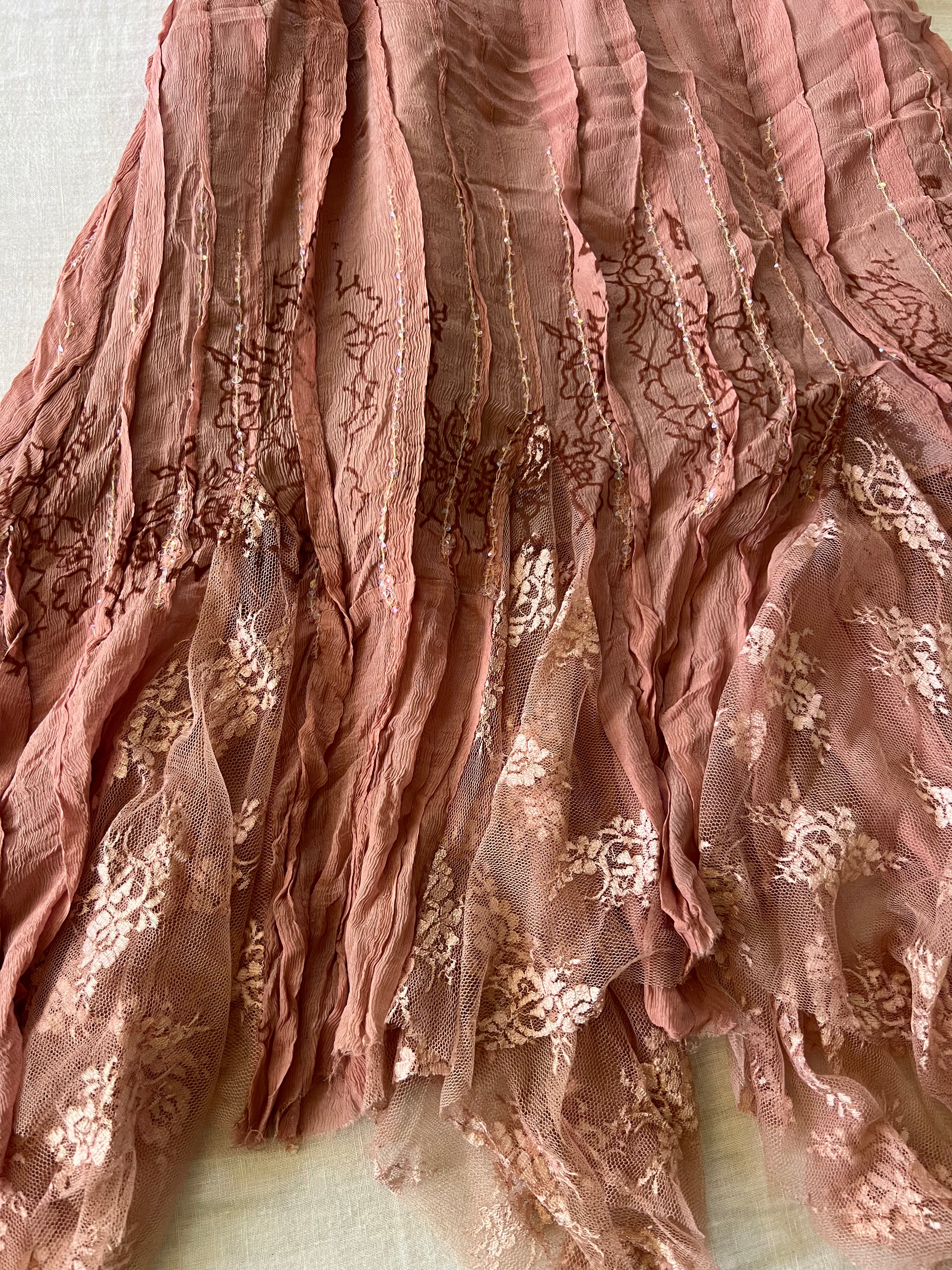 100% Silk Euro Blush Pink Beaded Fairy Dress