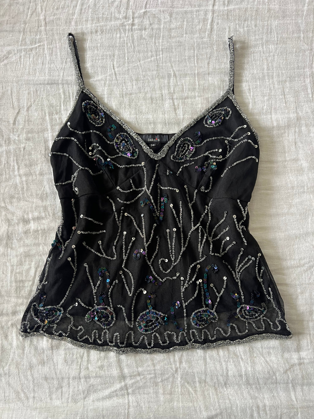 Italian Black Beaded Cami