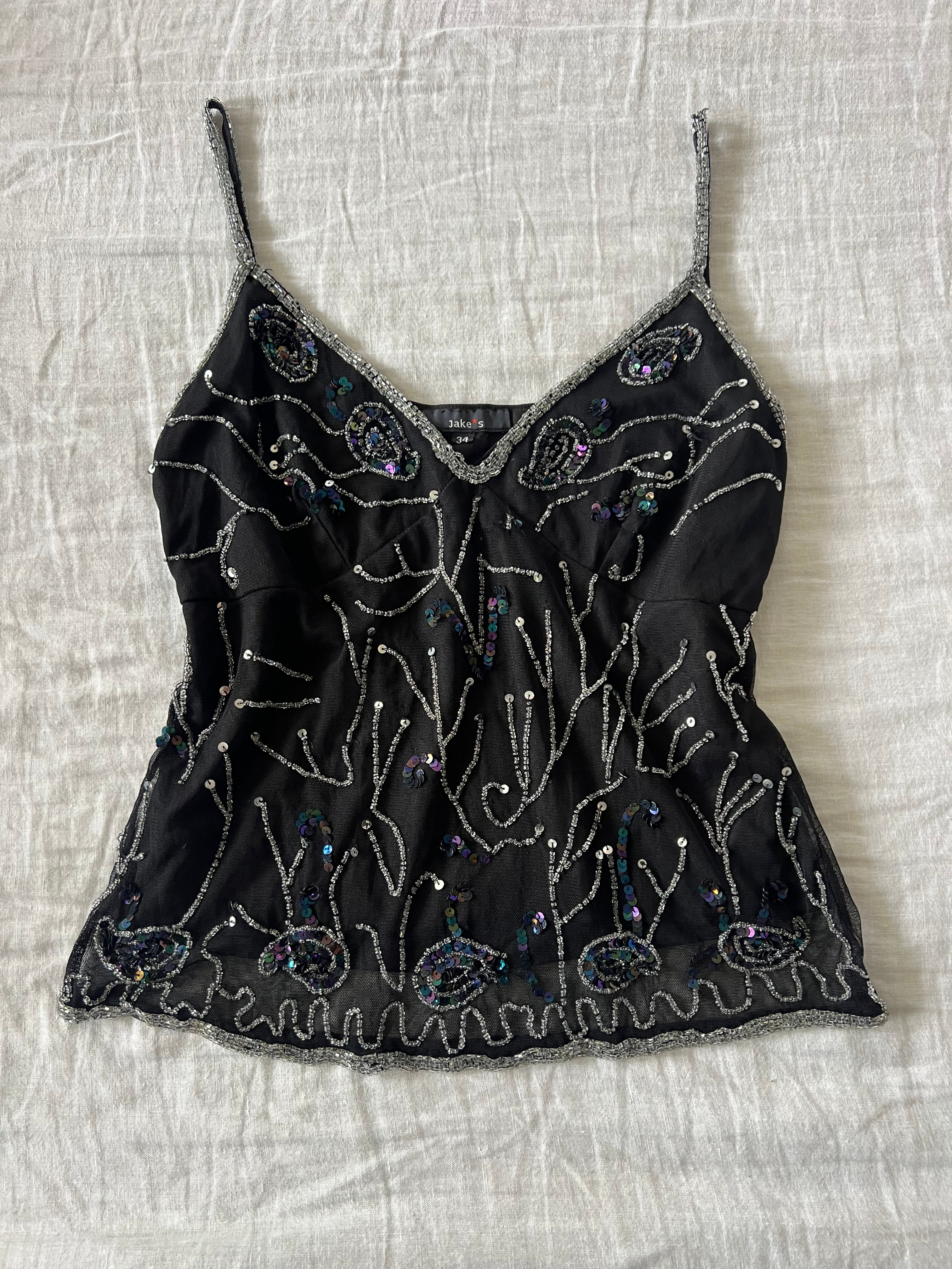 Italian Black Beaded Cami