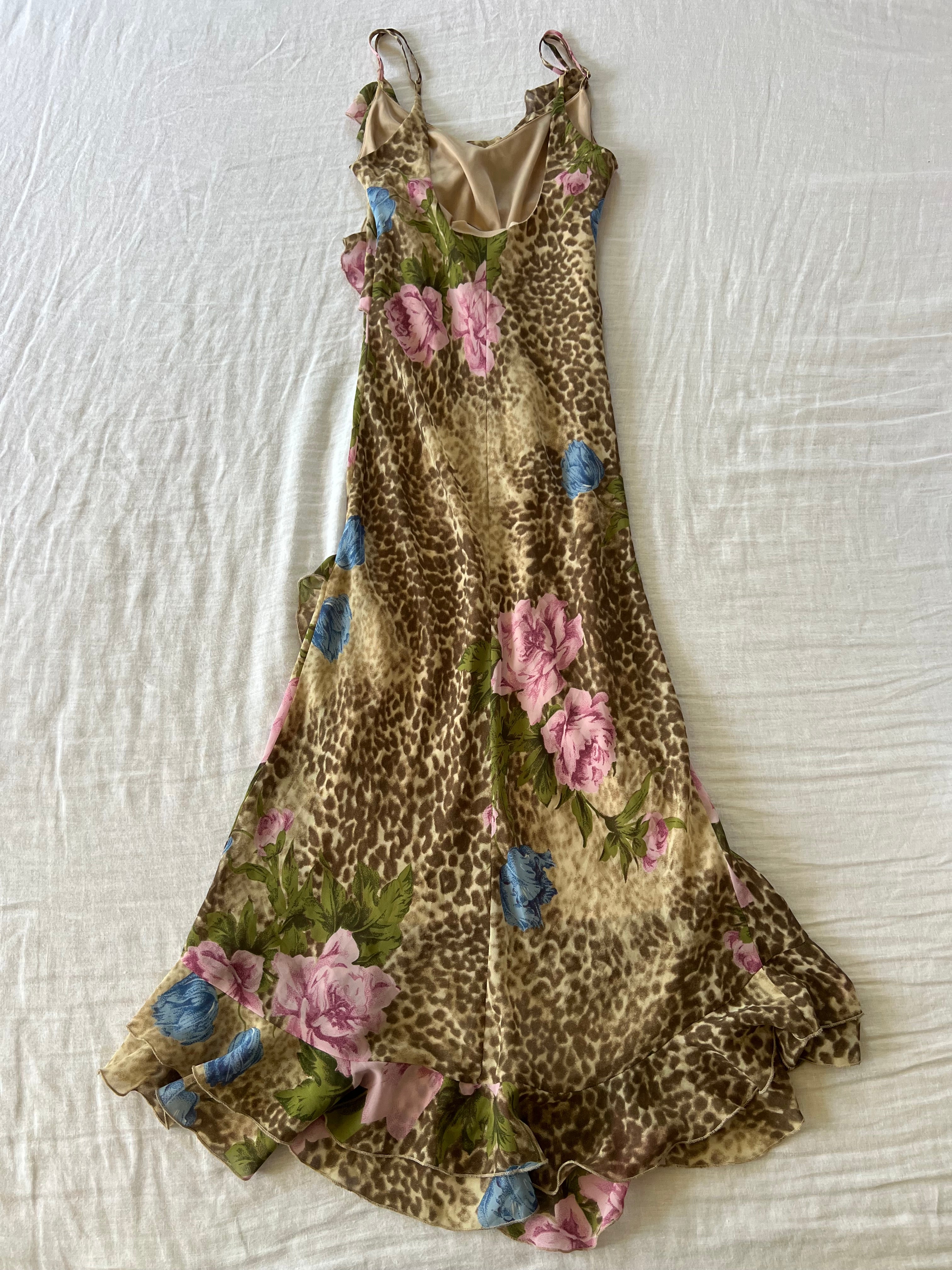 Y2K Euro Leopard Print Floral Summer Dress