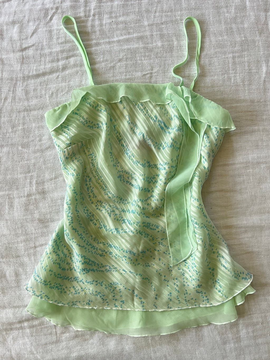 Y2K Mint Green Ruffled Cami Top
