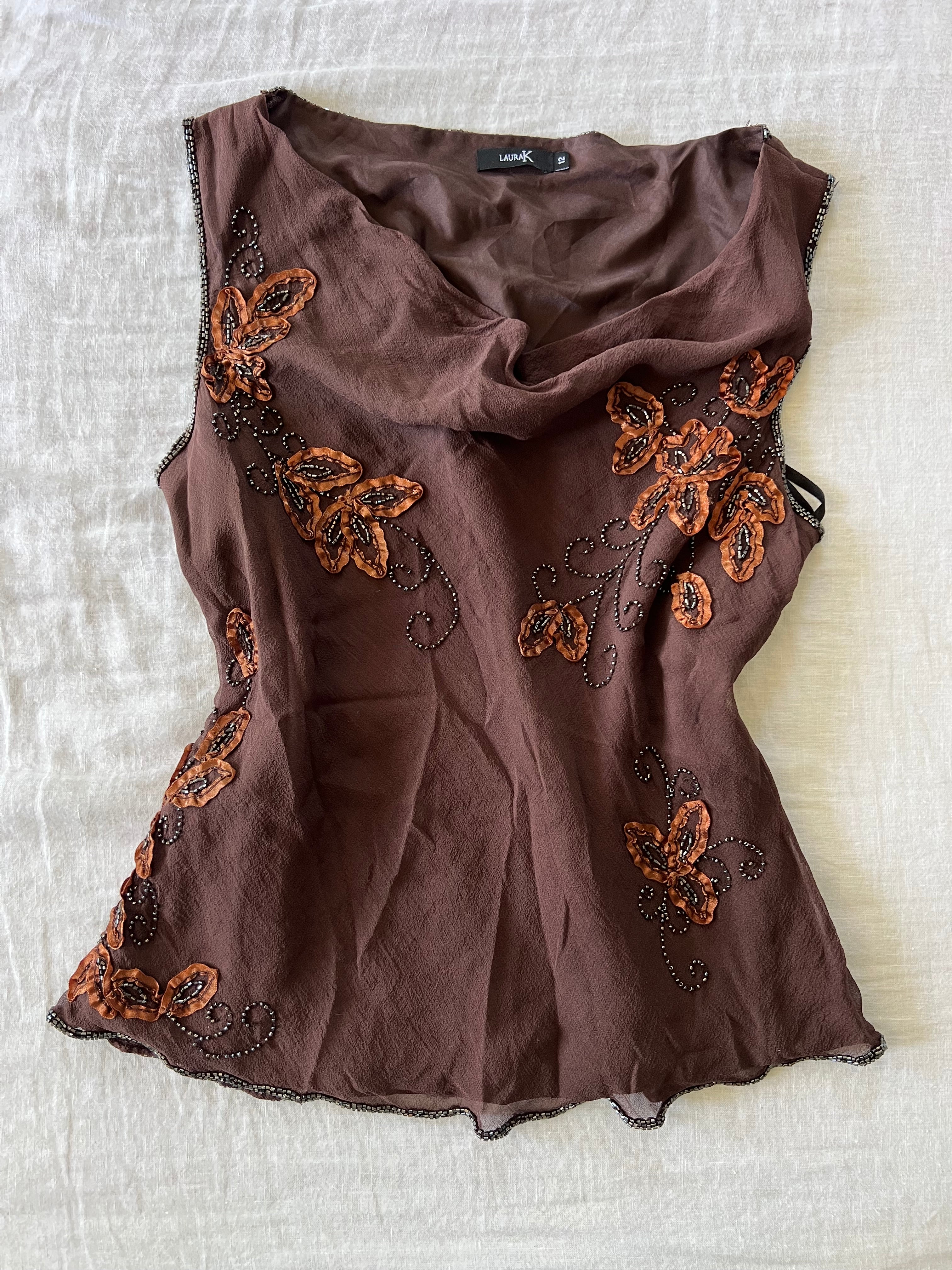 2pc 100% Silk Brown Fairy Beaded Set