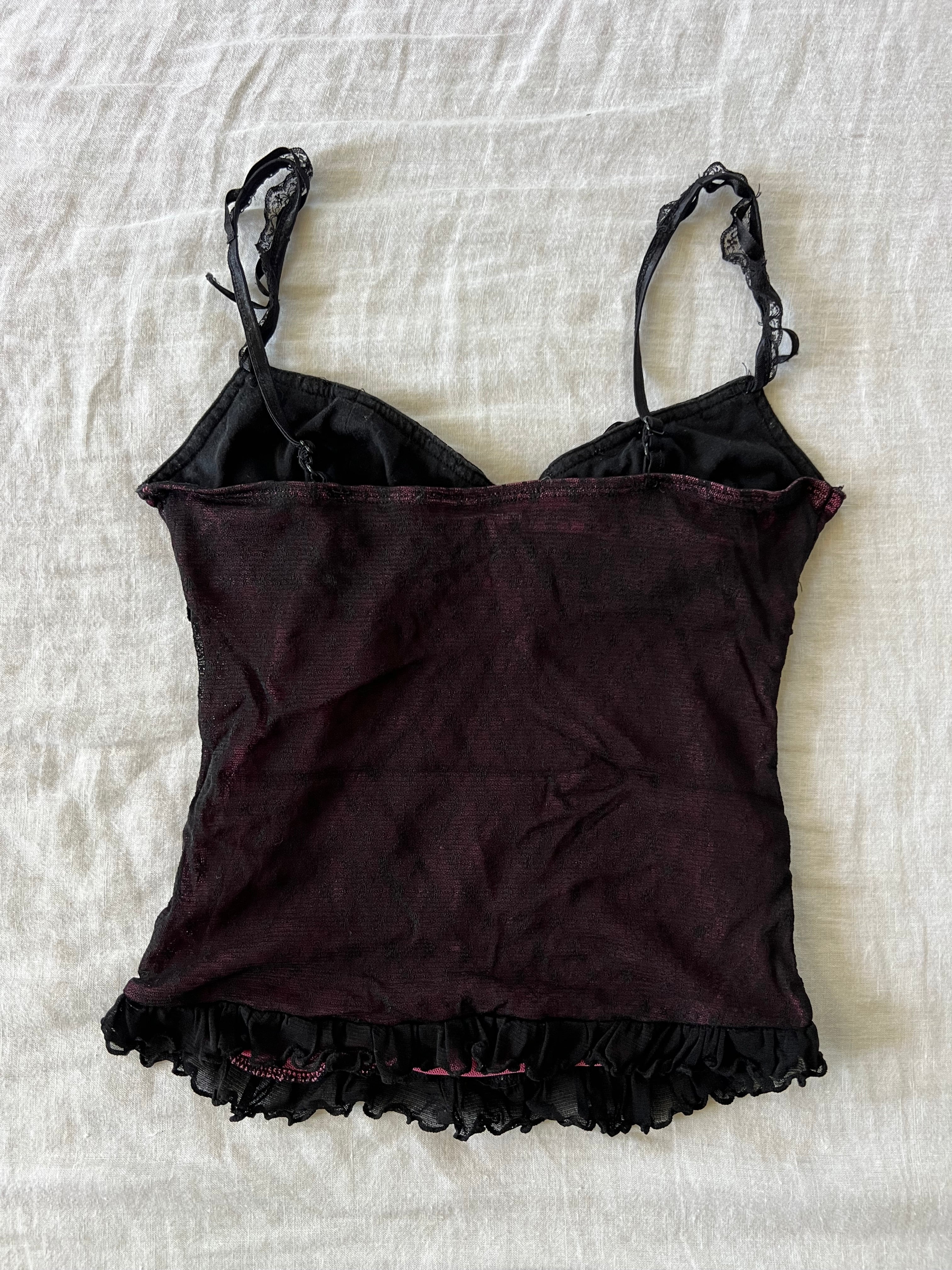 Y2K Euro Dainty Ruffled Mesh Cami