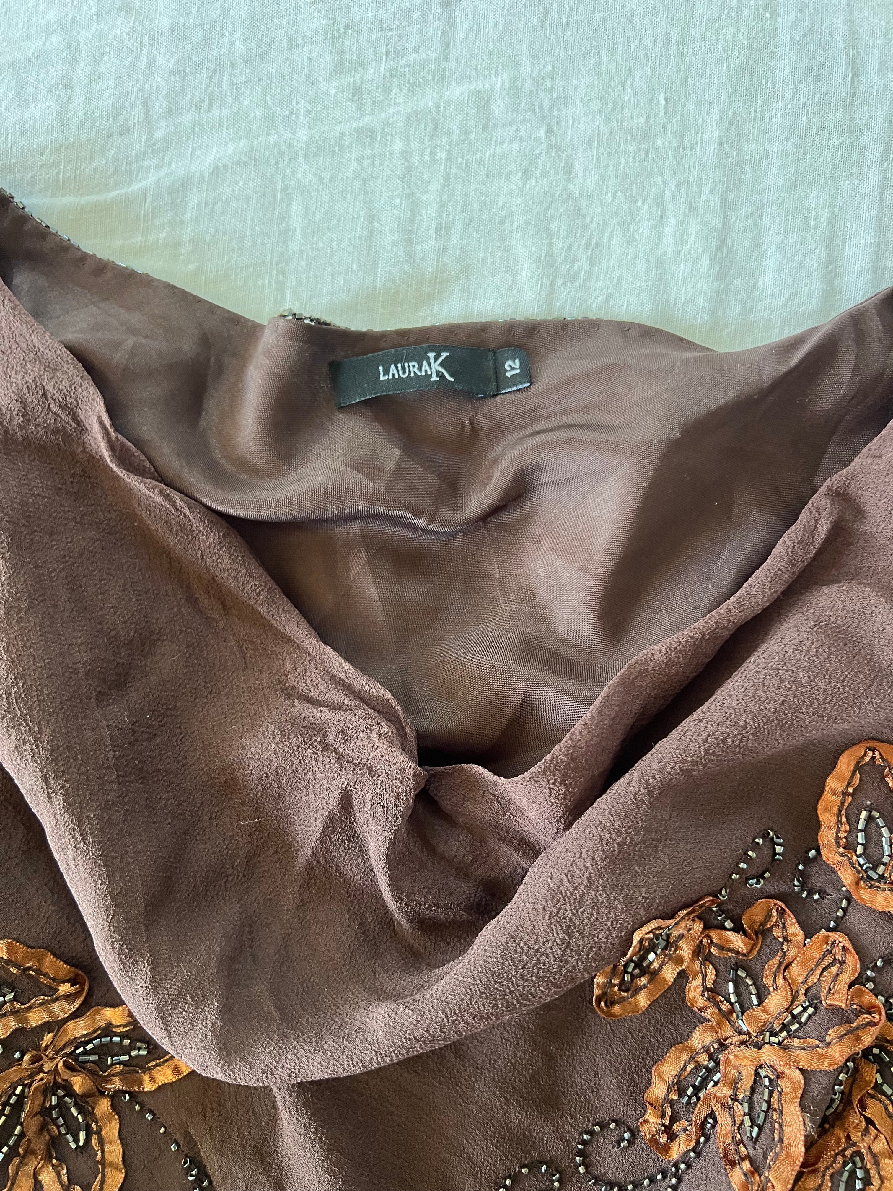 2pc 100% Silk Brown Fairy Beaded Set