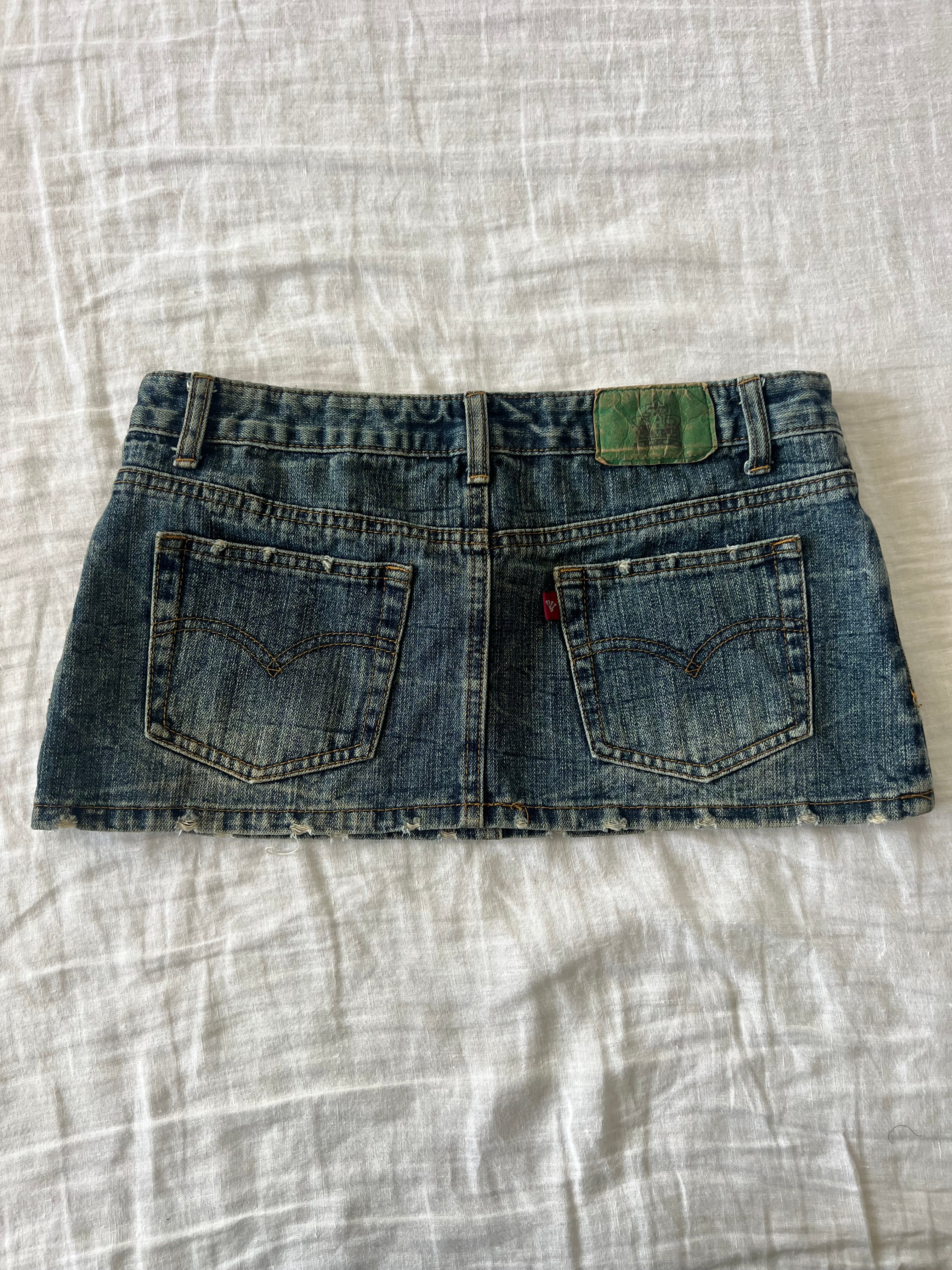Y2K Japanese Denim Micro Mini Skirt